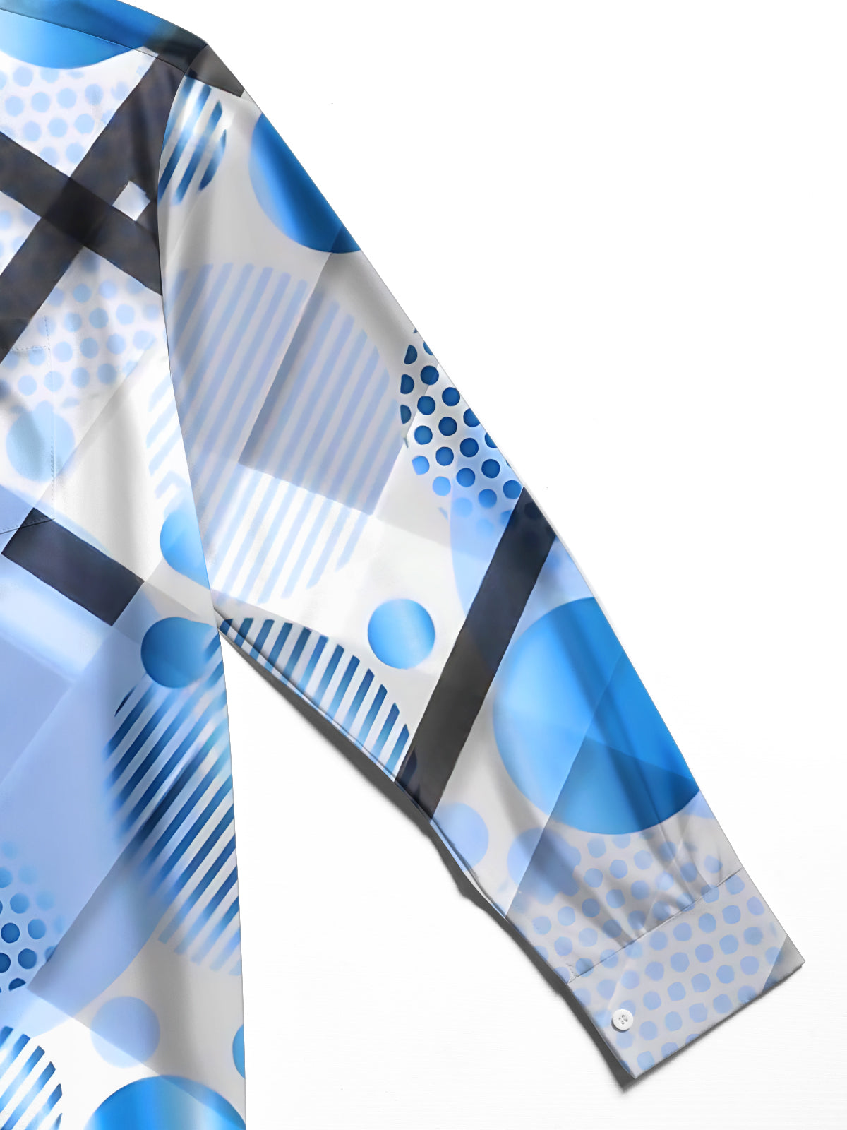 Adaychic Men's Printed Blue Geometric Circles Print Long Sleeve Shirt with Chest Pocket