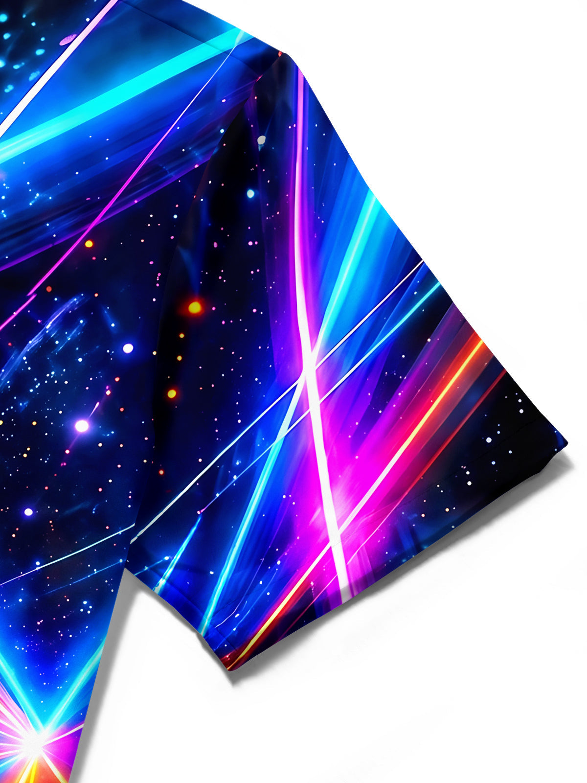 Adaychic Men's Neon Geometric Light Rays And Stars Print Short Sleeve Shirt with Chest Pocket