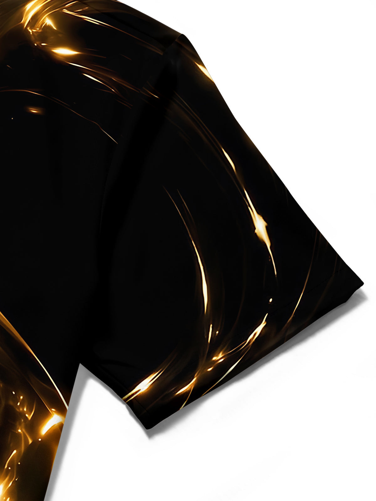 Adaychic Men's Patterned Abstract Golden Swirls Print Short Sleeve Shirt with Chest Pocket
