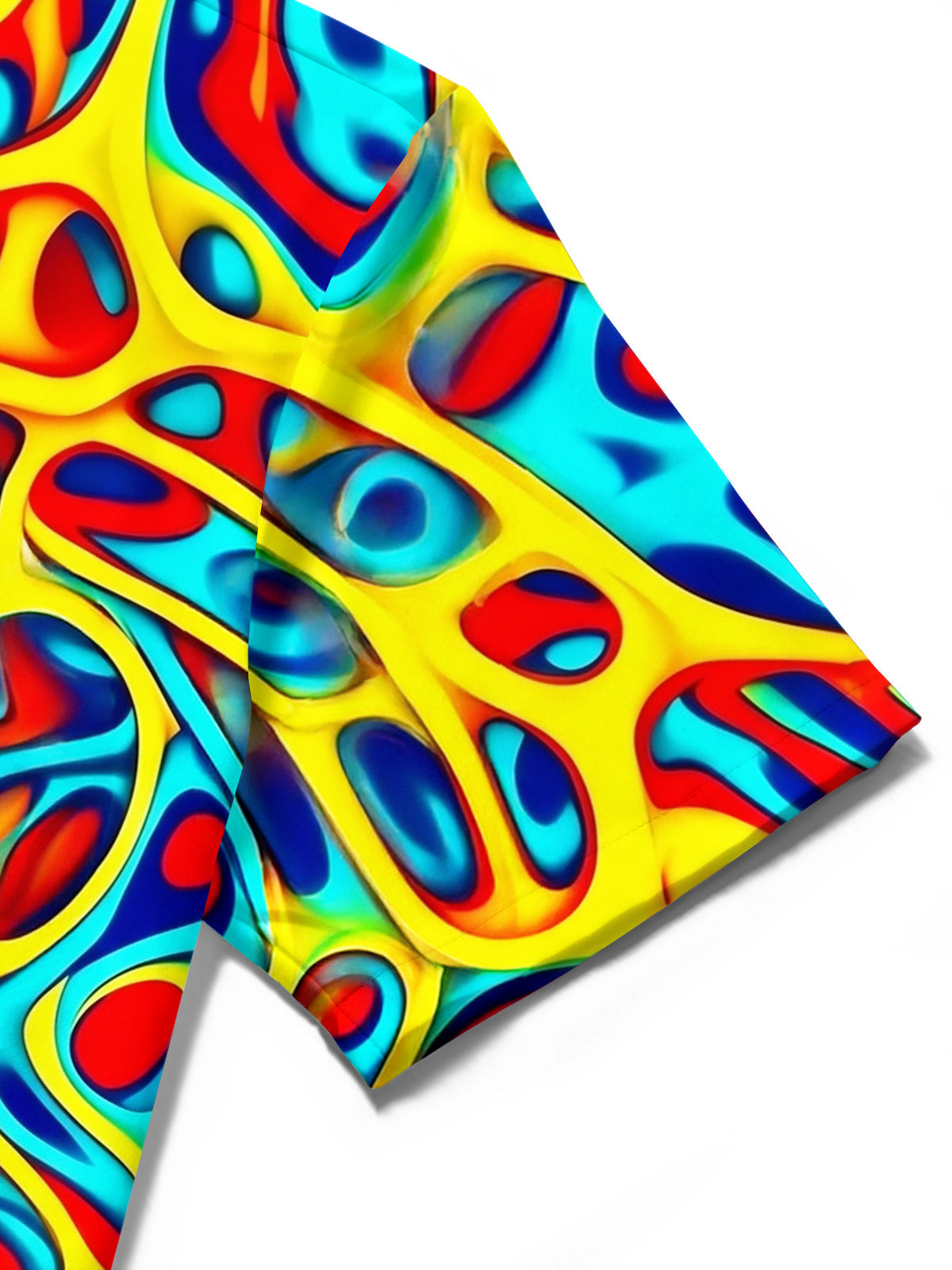 Adaychic Men's Printed Abstract Psychedelic Fluid Pattern Short Sleeve Shirt with Chest Pocket