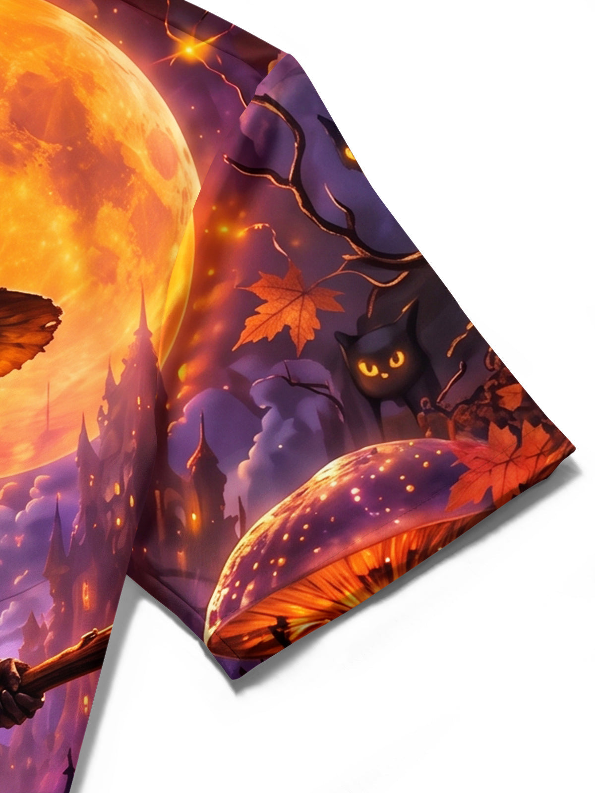 Adaychic Men's Graphic Pumpkin Knight Print Short Sleeve Shirt with Chest Pocket