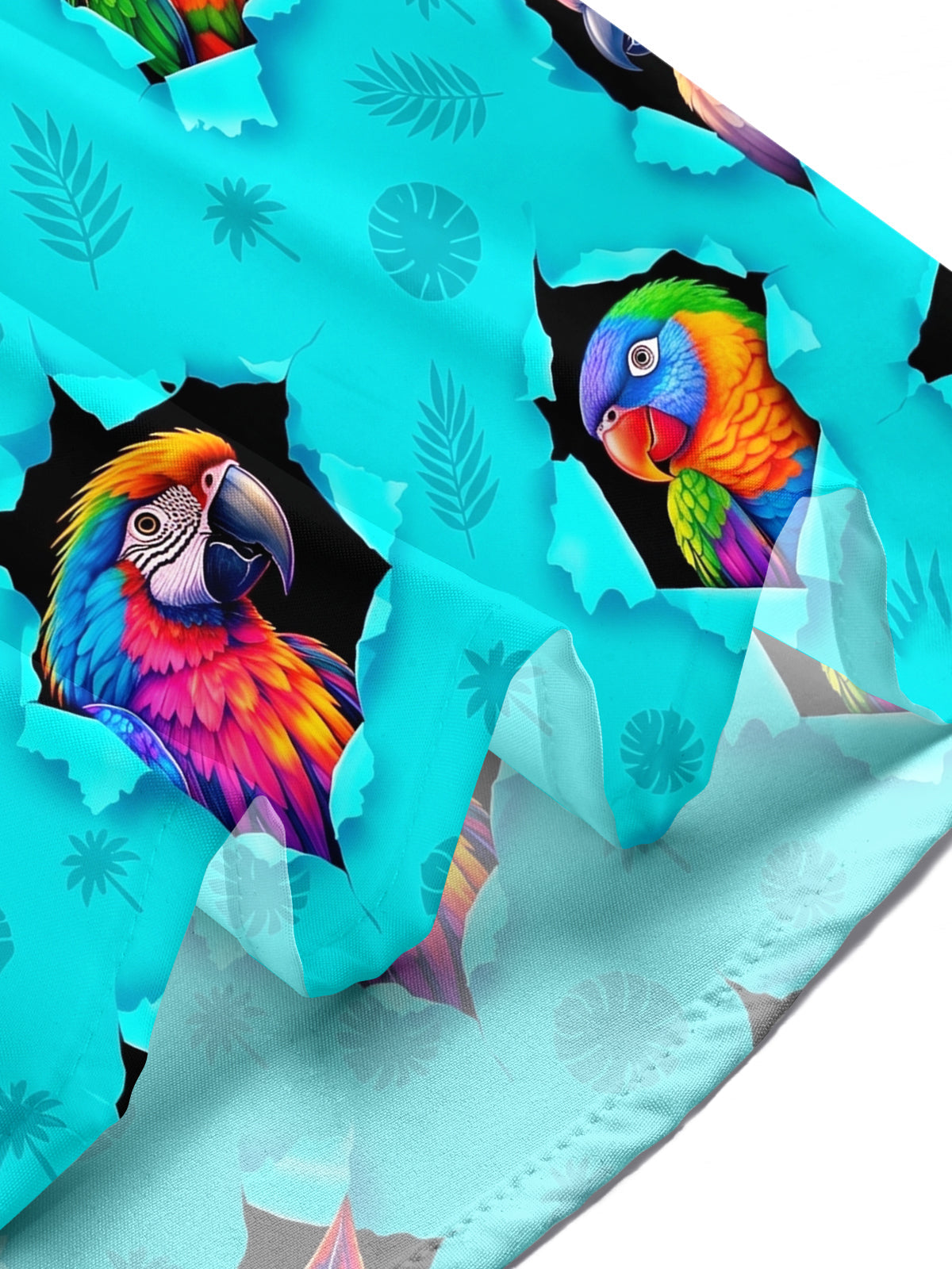 Adaychic Men's Colorful Parrots And Tropical Leaves Print Short Sleeve Shirt with Chest Pocket
