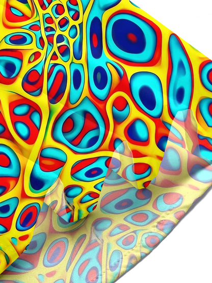 Adaychic Men's Printed Abstract Psychedelic Fluid Pattern Short Sleeve Shirt with Chest Pocket
