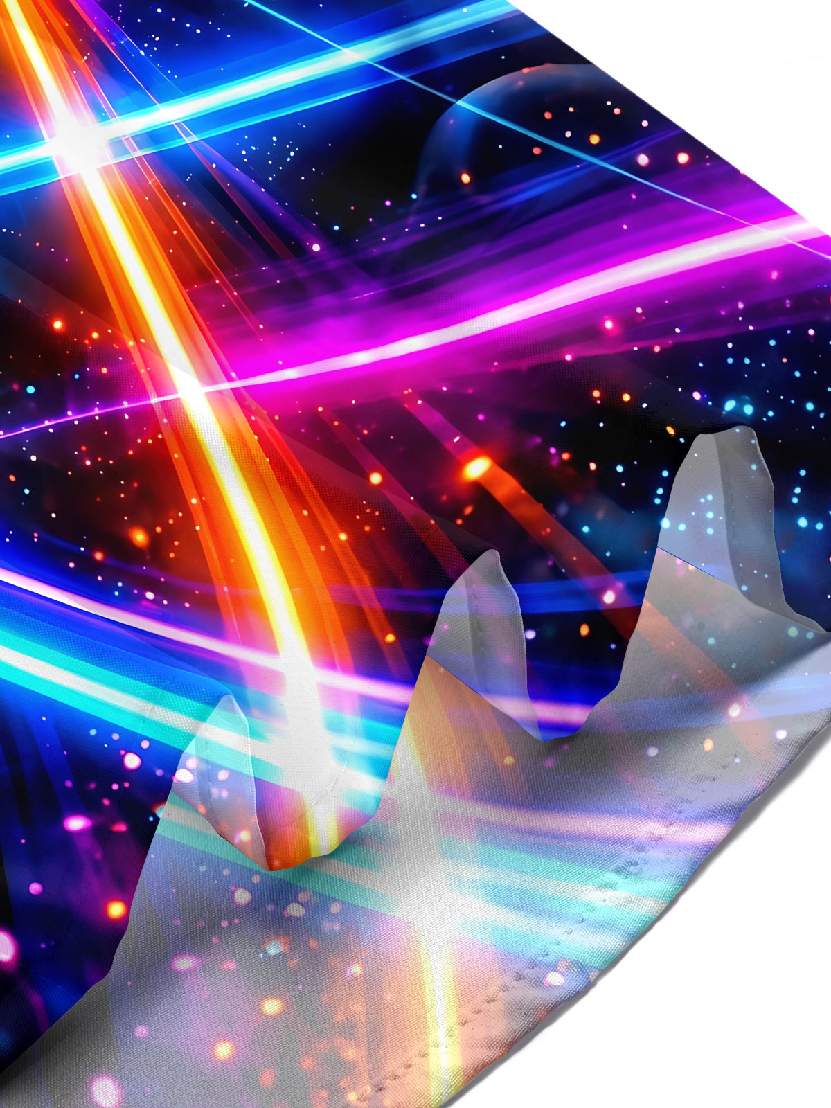Adaychic Men's Neon Geometric Light Rays And Stars Print Short Sleeve Shirt with Chest Pocket