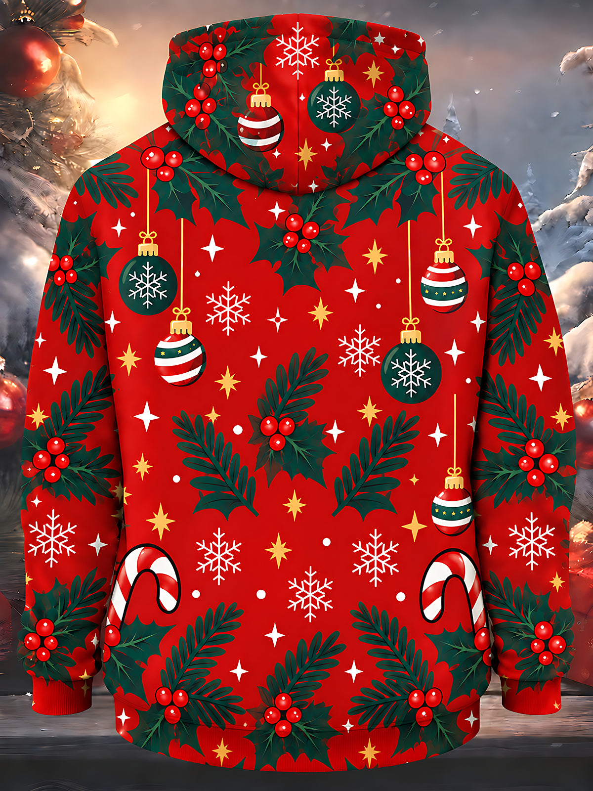Adaychic Men's Printed Christmas Pattern Long Sleeve Hoodie