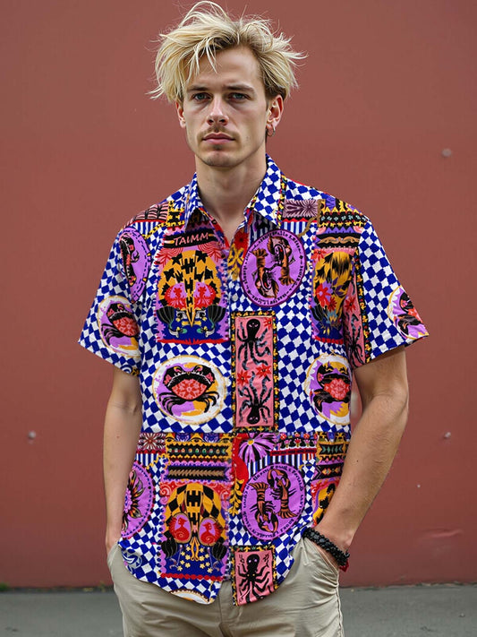 Seafood Men's Pocket Short Sleeve Shirts