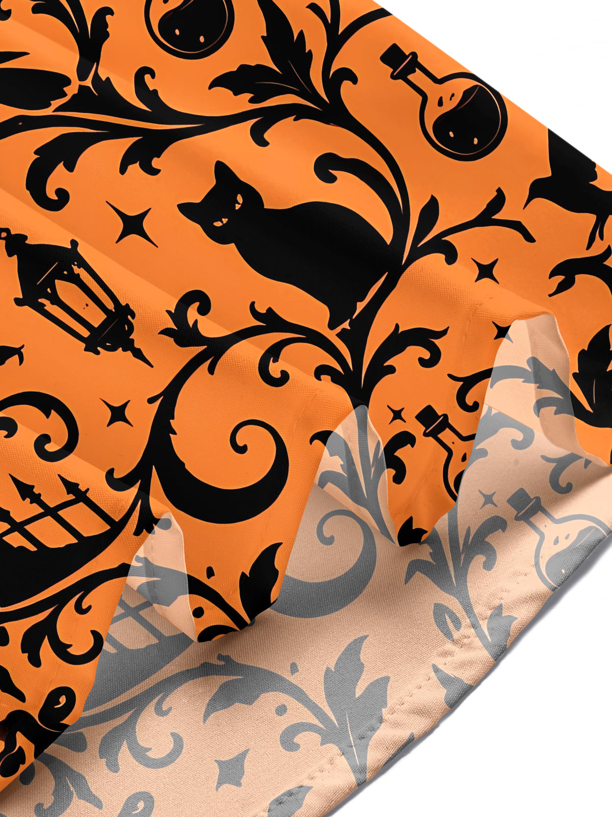 Adaychic Men's Short Sleeve Shirt - Halloween Black Cats Crows Bats Castles And Moon Print with Chest Pocket