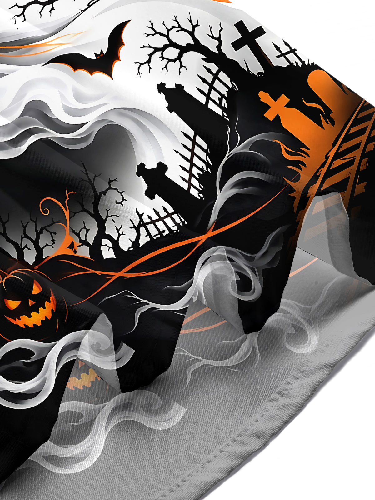 Adaychic Men's Graphic Halloween Ghosts And Pumpkins Print Short Sleeve Shirt with Chest Pocket