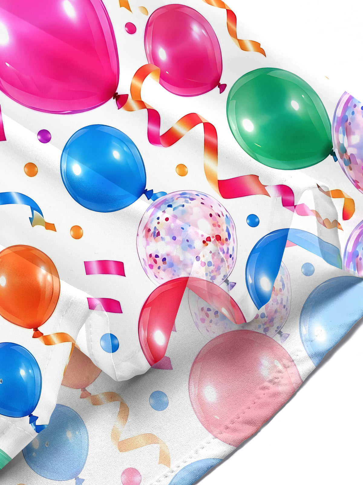 Adaychic Men's Hawaiian Colorful Balloons And Confetti Print Short Sleeve Shirt with Chest Pocket
