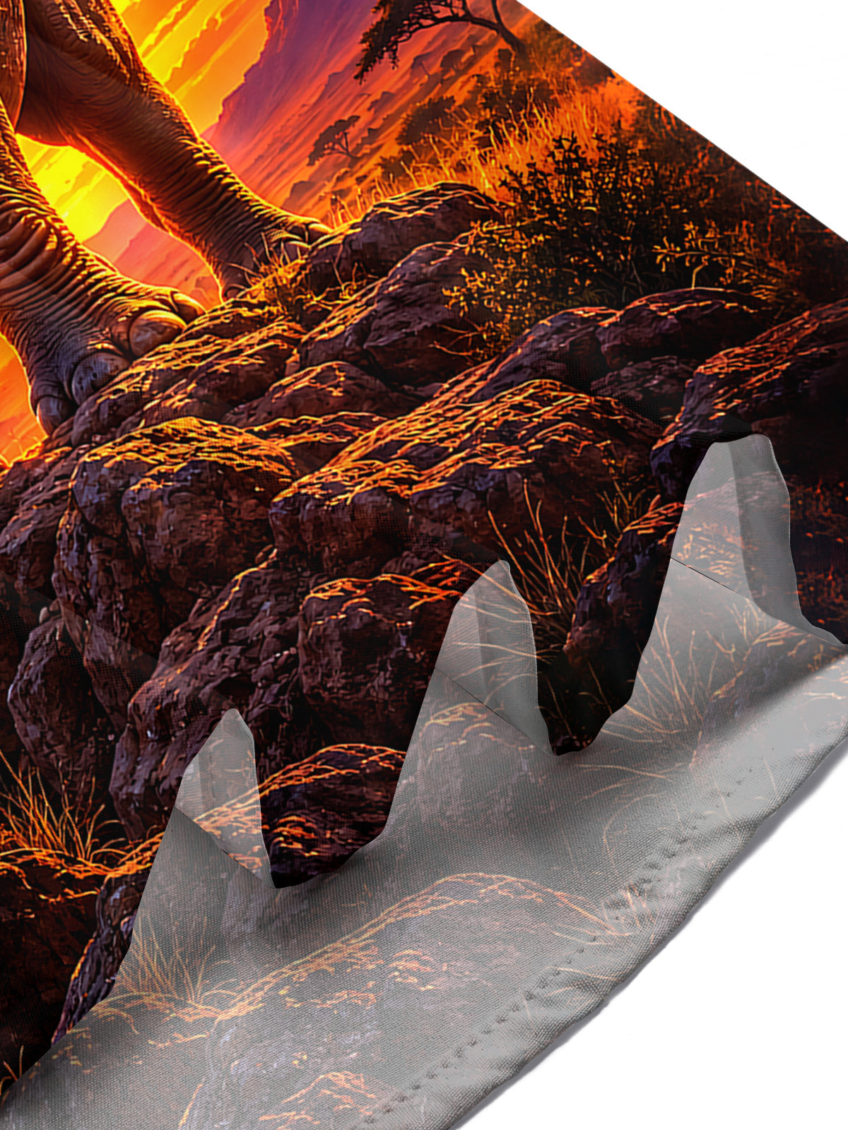 Adaychic Men's Hawaiian Rhino Sunset Landscape Print Short Sleeve Shirt with Chest Pocket