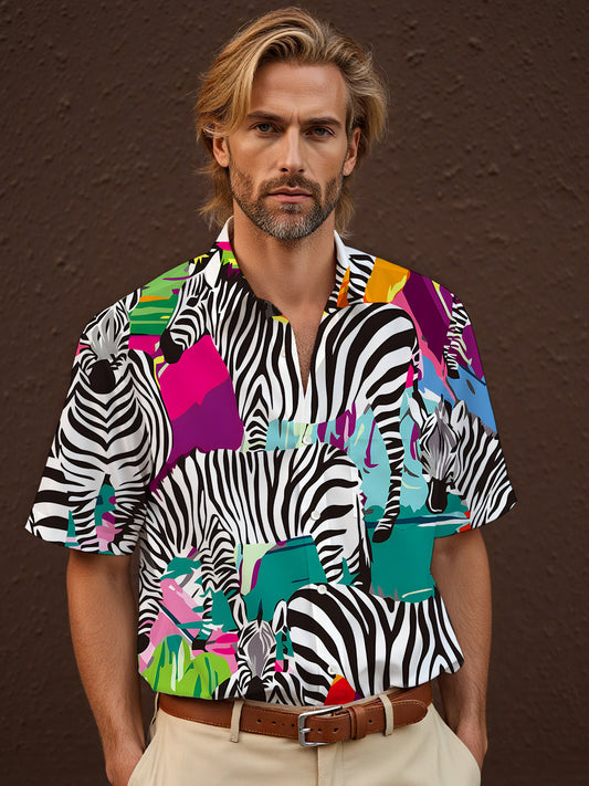 Zebra Men's Pocket Short Sleeve Shirts