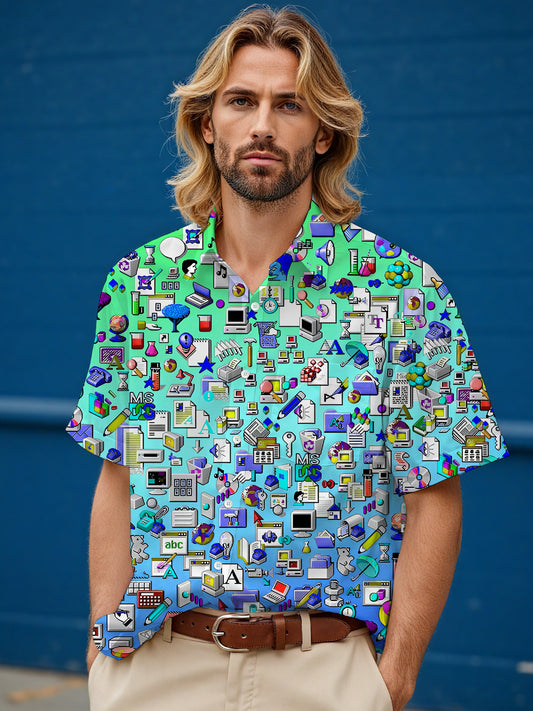 Computer Men's Pocket Short Sleeve Shirts