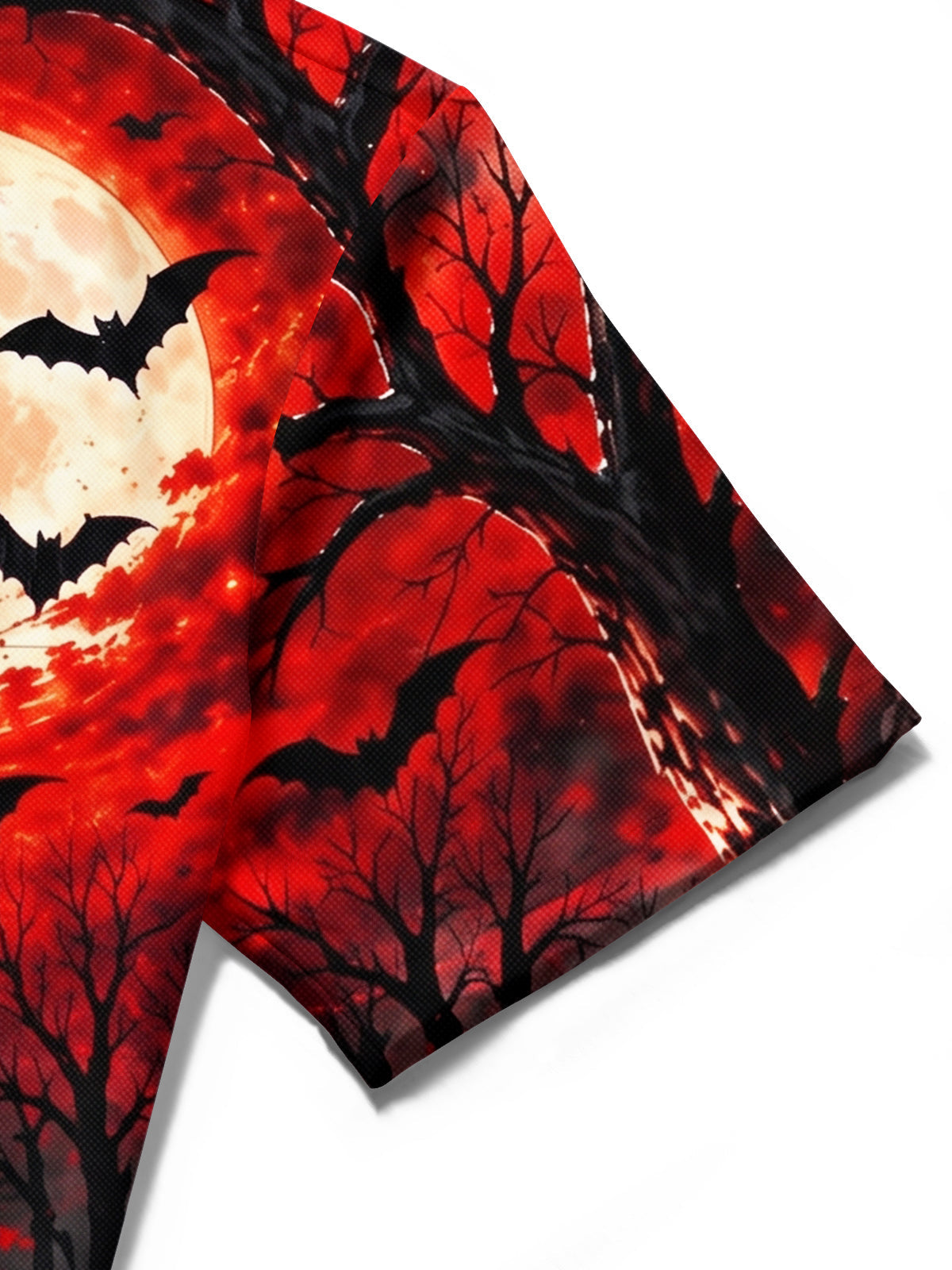 Adaychic Men's Graphic Halloween Crow Print Full Moon Print Short Sleeve Shirt with Chest Pocket