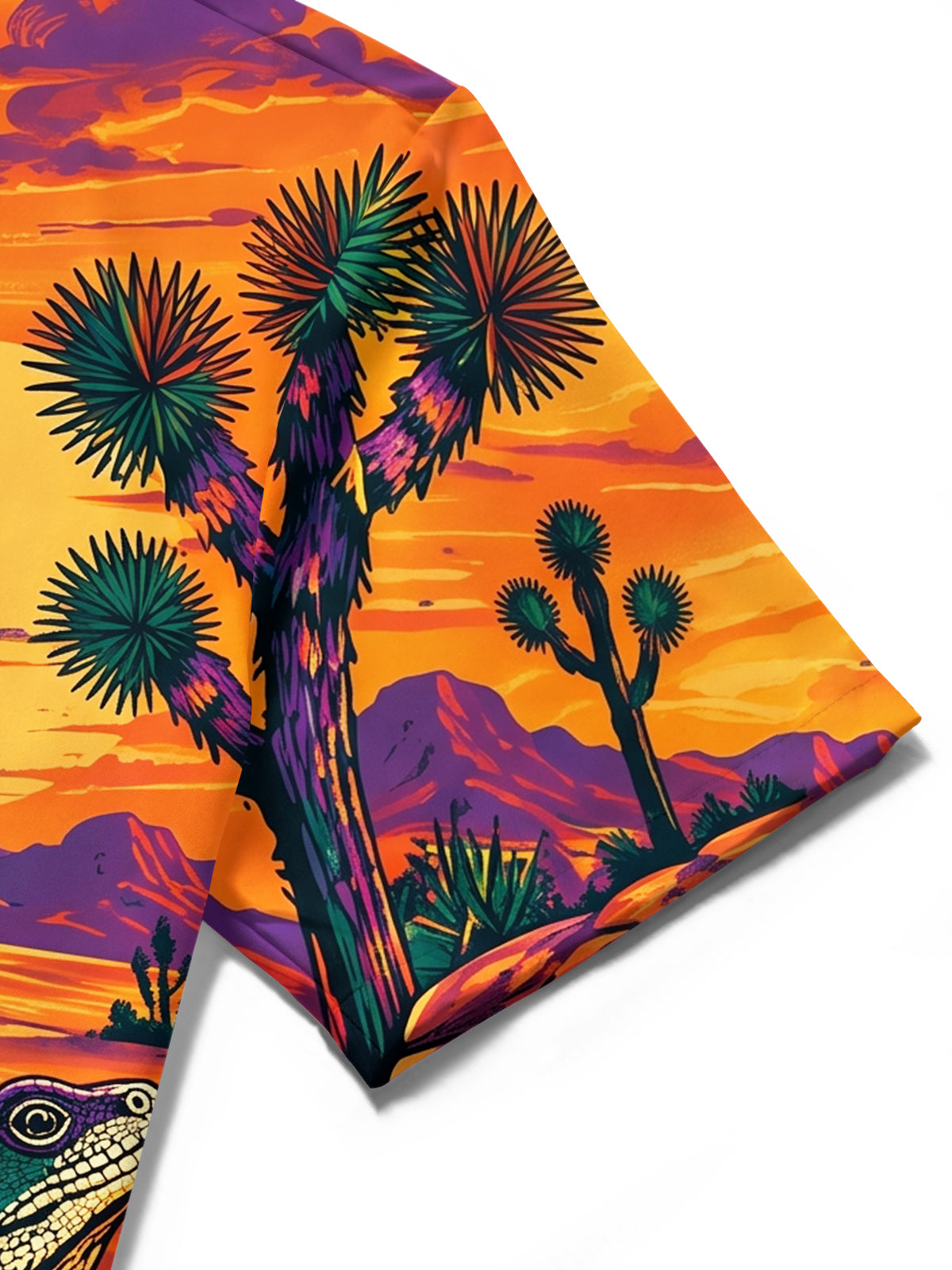 Adaychic Men's Short Sleeve Shirt - Desert Snake And Lizard Sunset Landscape Print with Chest Pocket