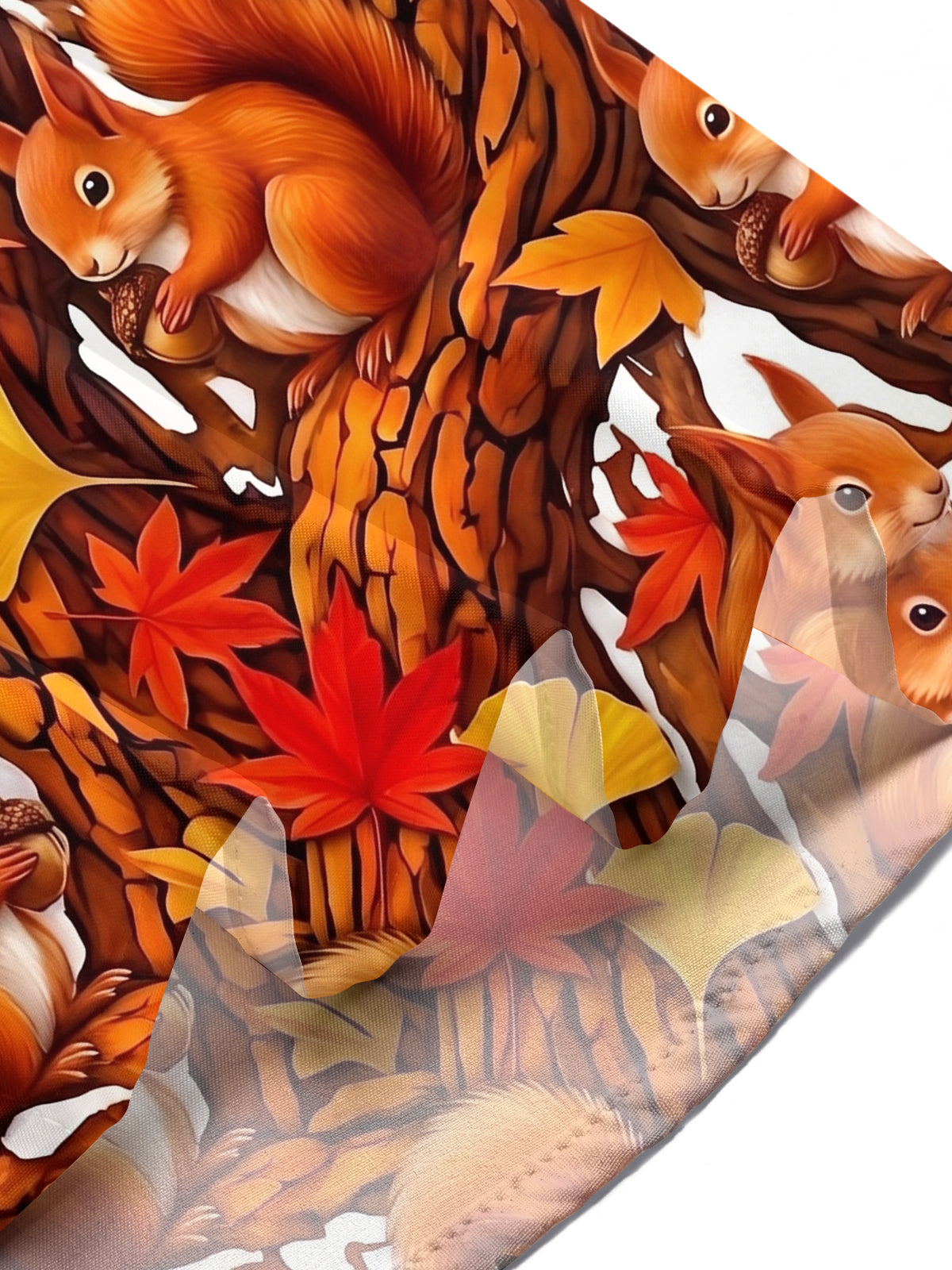 Adaychic Men's Hawaiian Autumn Squirrel Print Short Sleeve Shirt with Chest Pocket