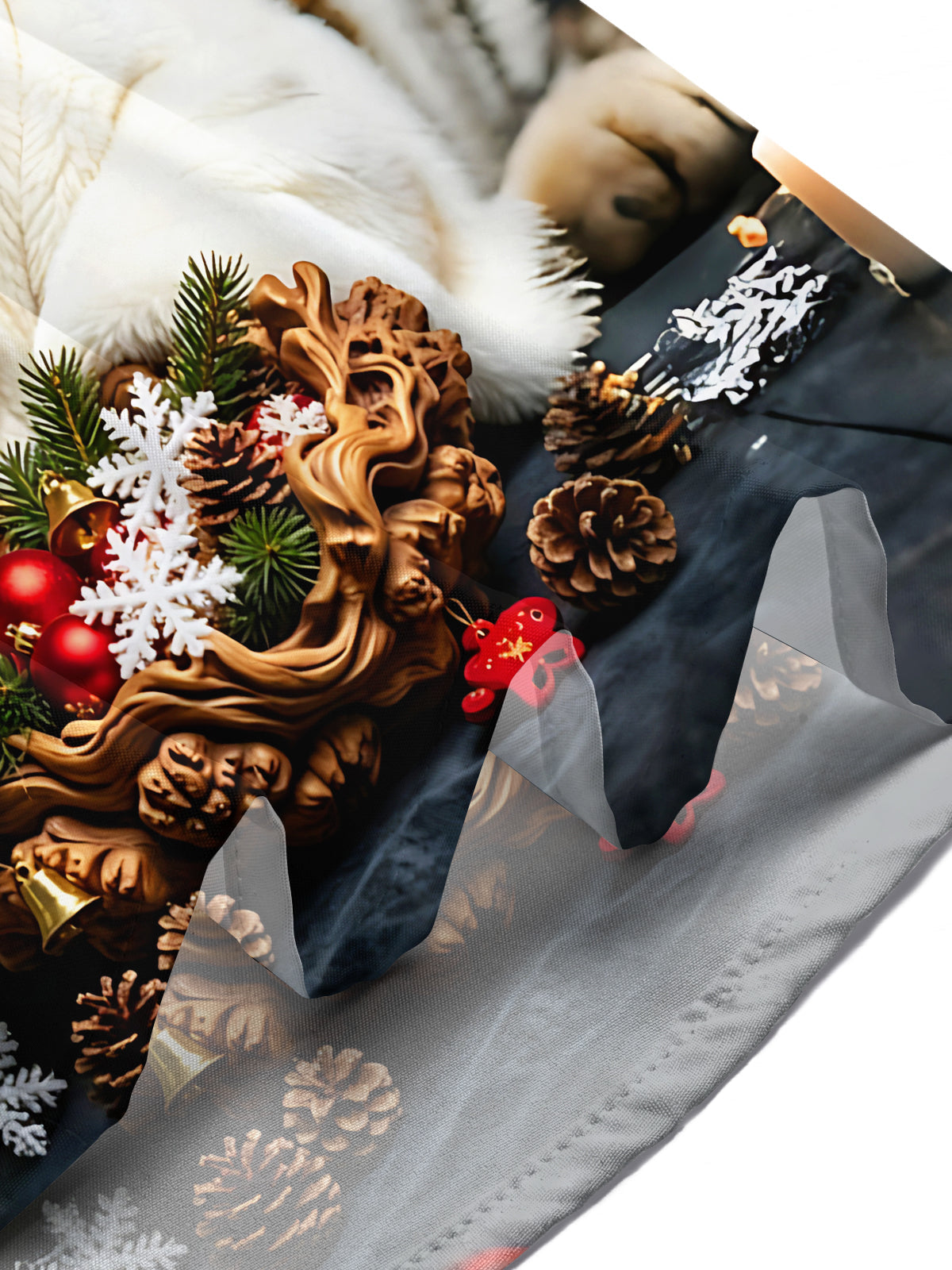 Adaychic Men's Short Sleeve Shirt - Christmas Ornaments And Pine Cones Print Tiger In Bunny Costume Print with Chest Pocket