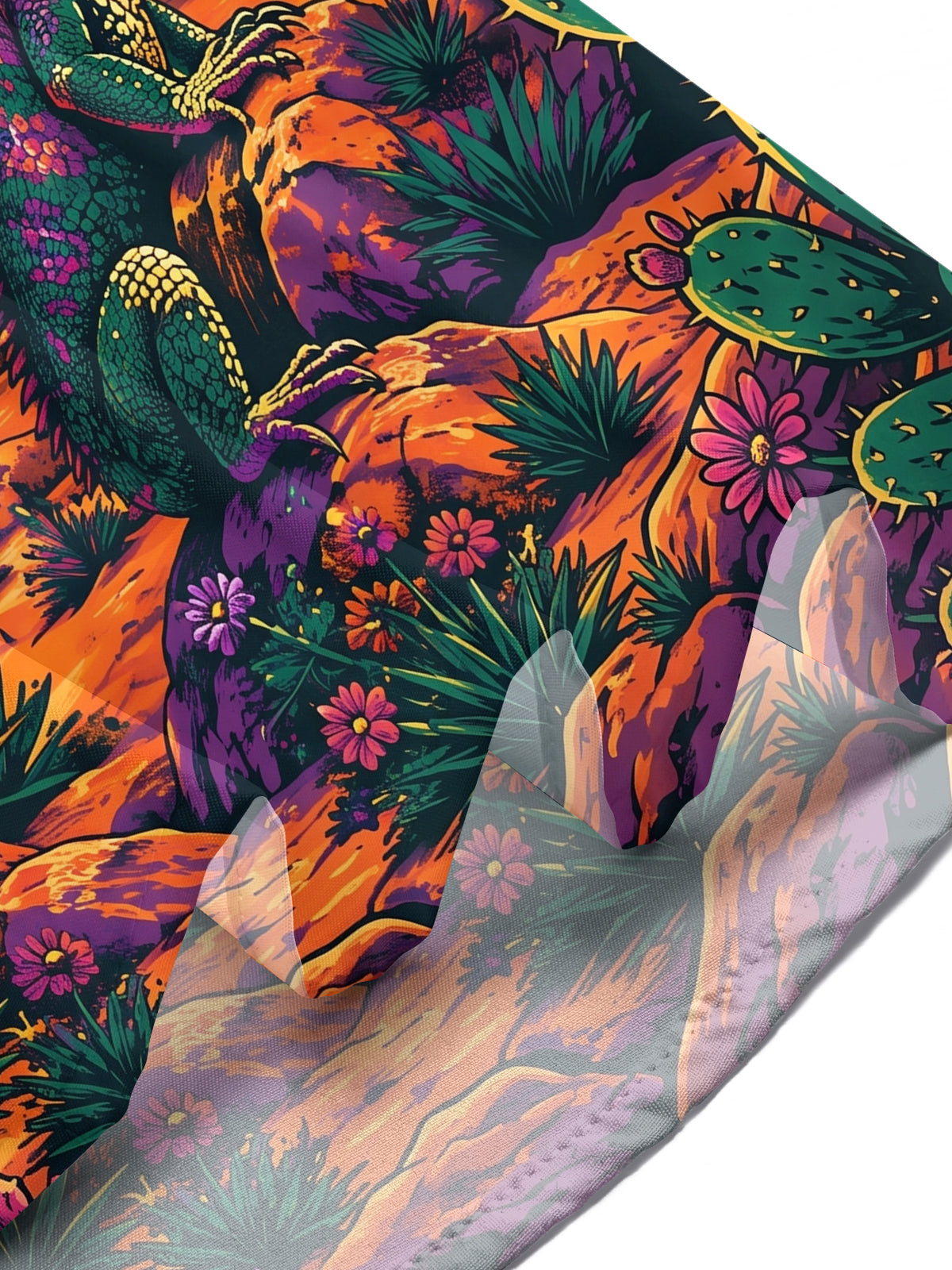 Adaychic Men's Short Sleeve Shirt - Desert Snake And Lizard Sunset Landscape Print with Chest Pocket