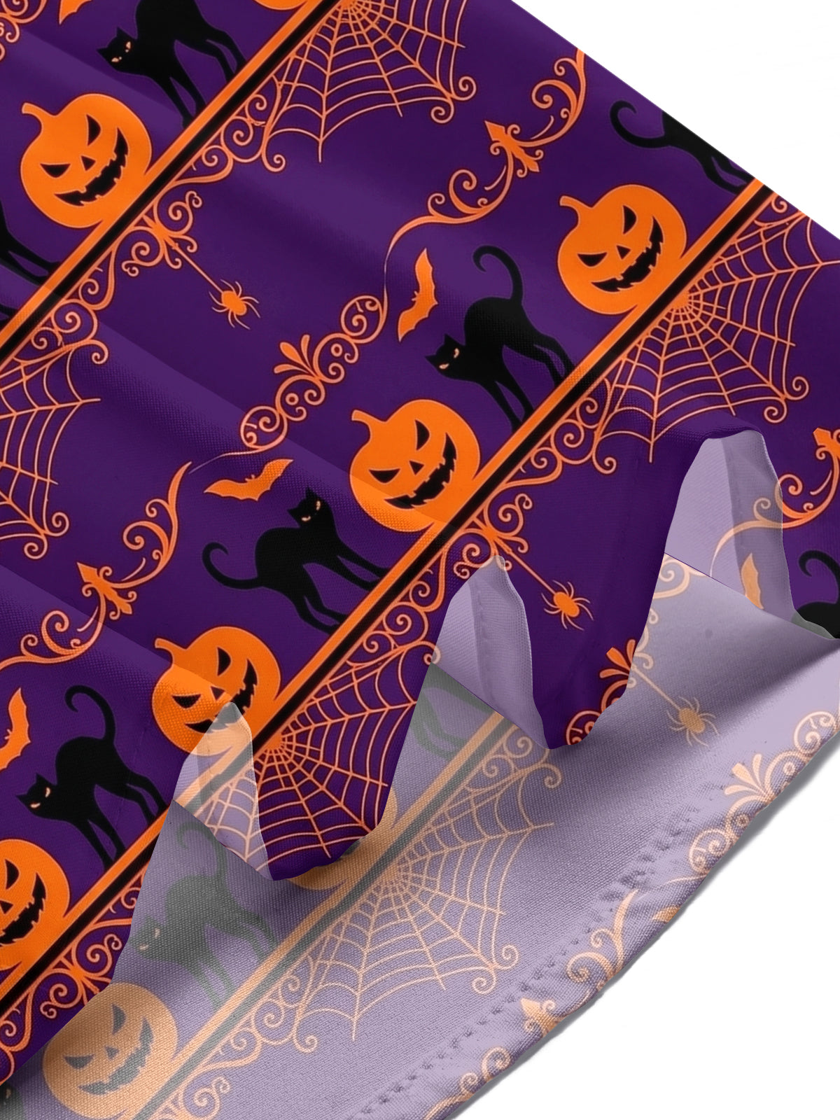 Adaychic Men's Halloween Black Cats And Pumpkins Print Short Sleeve Shirt with Chest Pocket