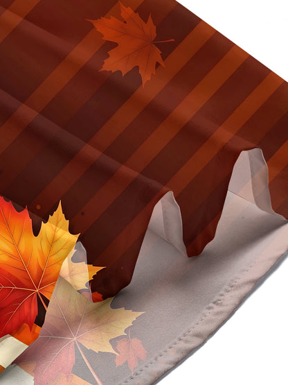Adaychic Men's Hawaiian Autumn Maple Leaves Print Short Sleeve Shirt with Chest Pocket