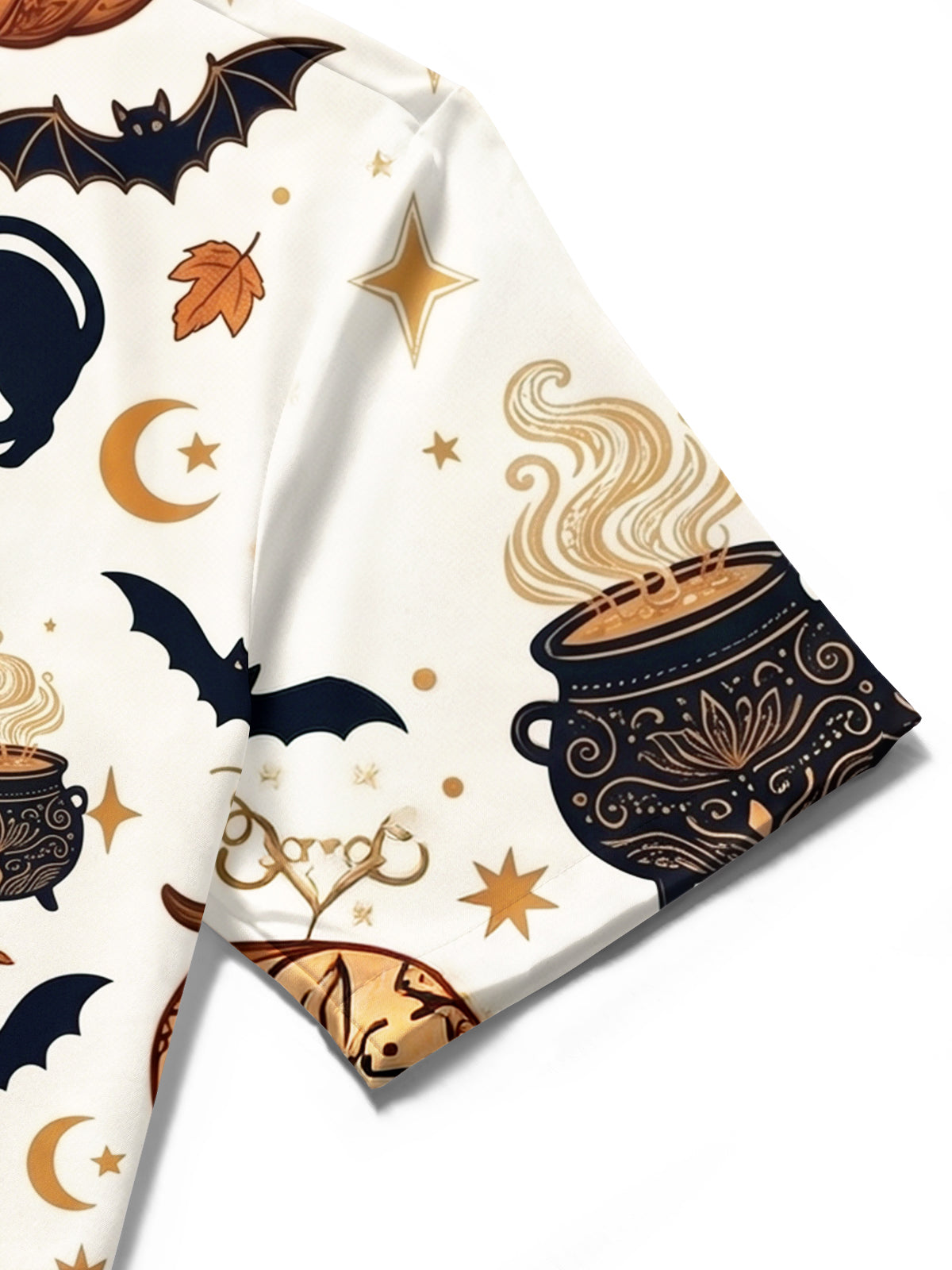 Adaychic Men's Halloween Black Cats And Pumpkins Print Short Sleeve Shirt with Chest Pocket