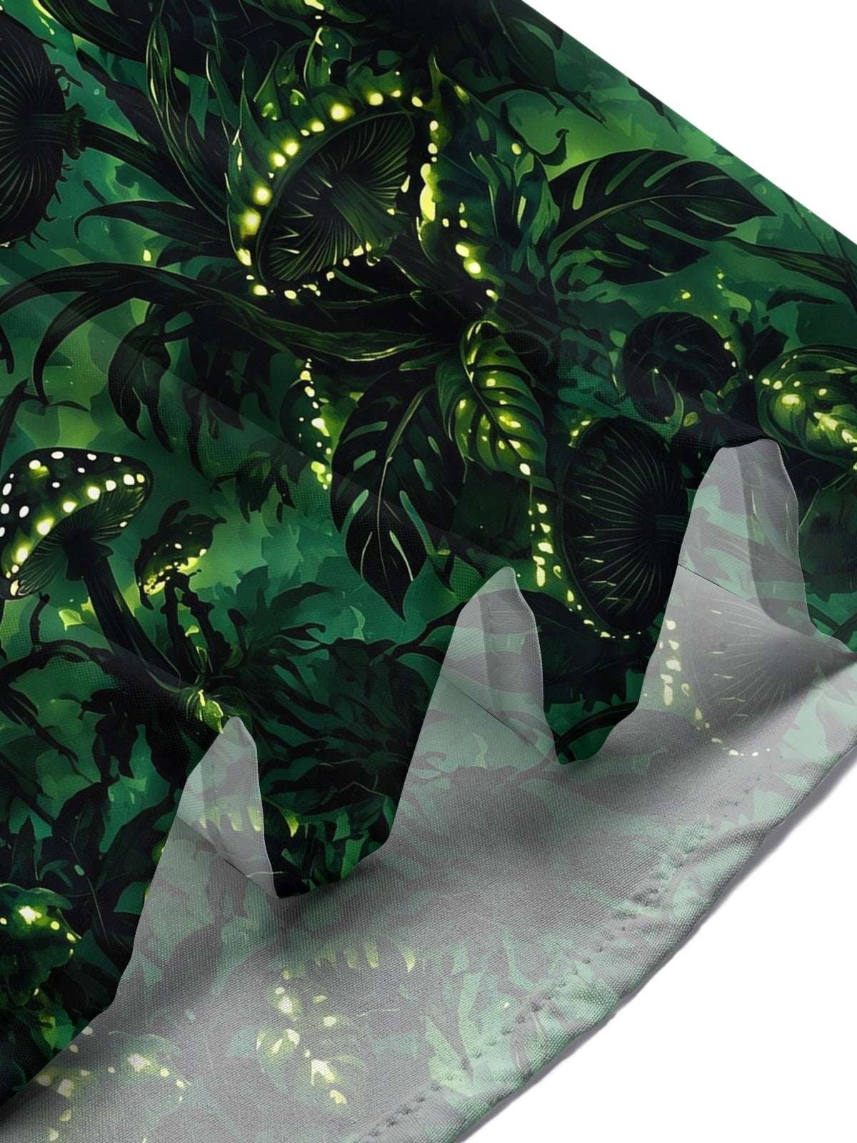 Adaychic Men's Glowing Forest Mushrooms And Crows Print Short Sleeve Shirt with Chest Pocket