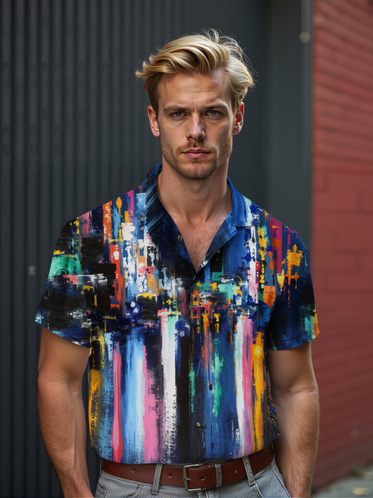 Painting Men's Pocket Short Sleeve Shirts