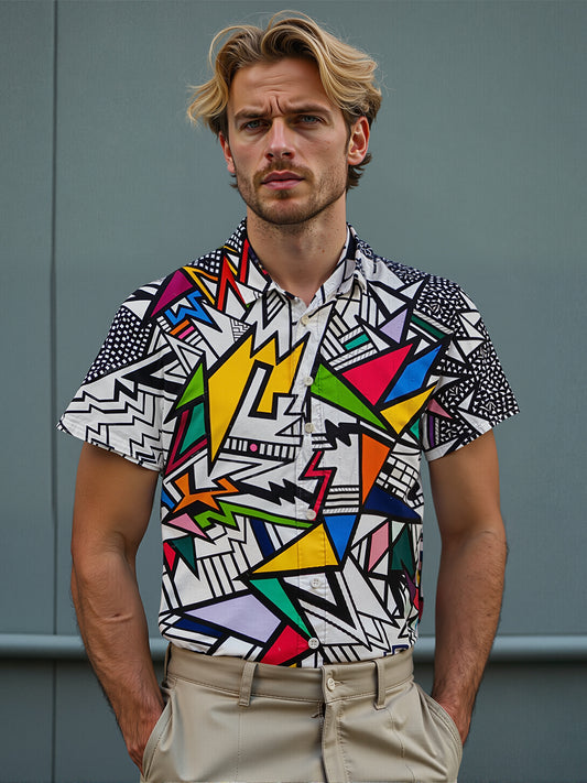 Geometry Men's Pocket Short Sleeve Shirts