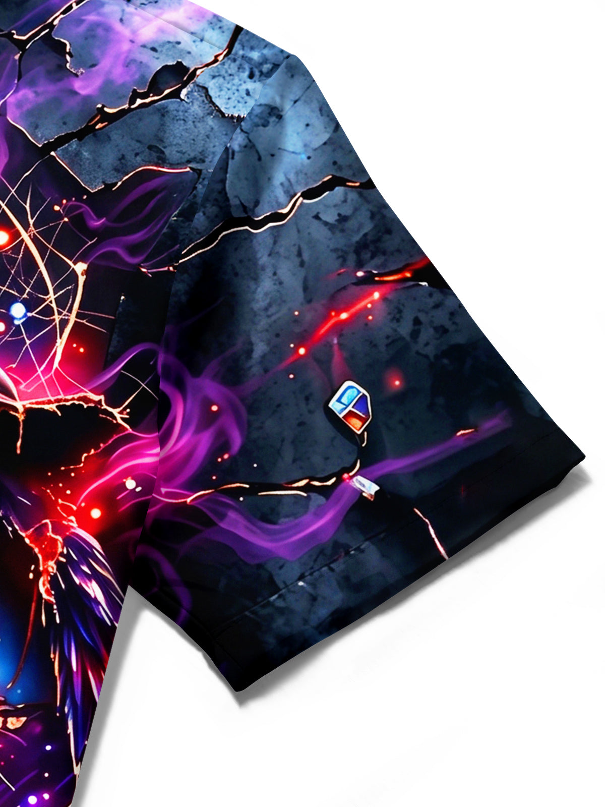 Adaychic Men's Graphic Mystic Raven And Cosmic Eye Print Short Sleeve Shirt with Chest Pocket