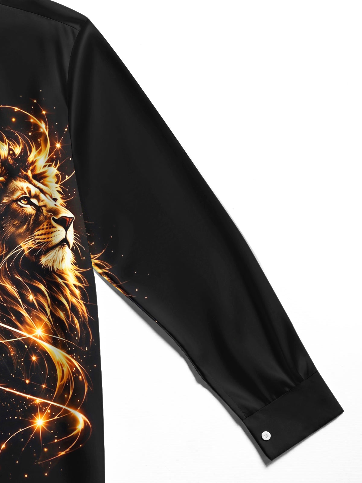 Adaychic Men's Graphic Lion Head Print Golden Waves Print Long Sleeve Shirt with Chest Pocket