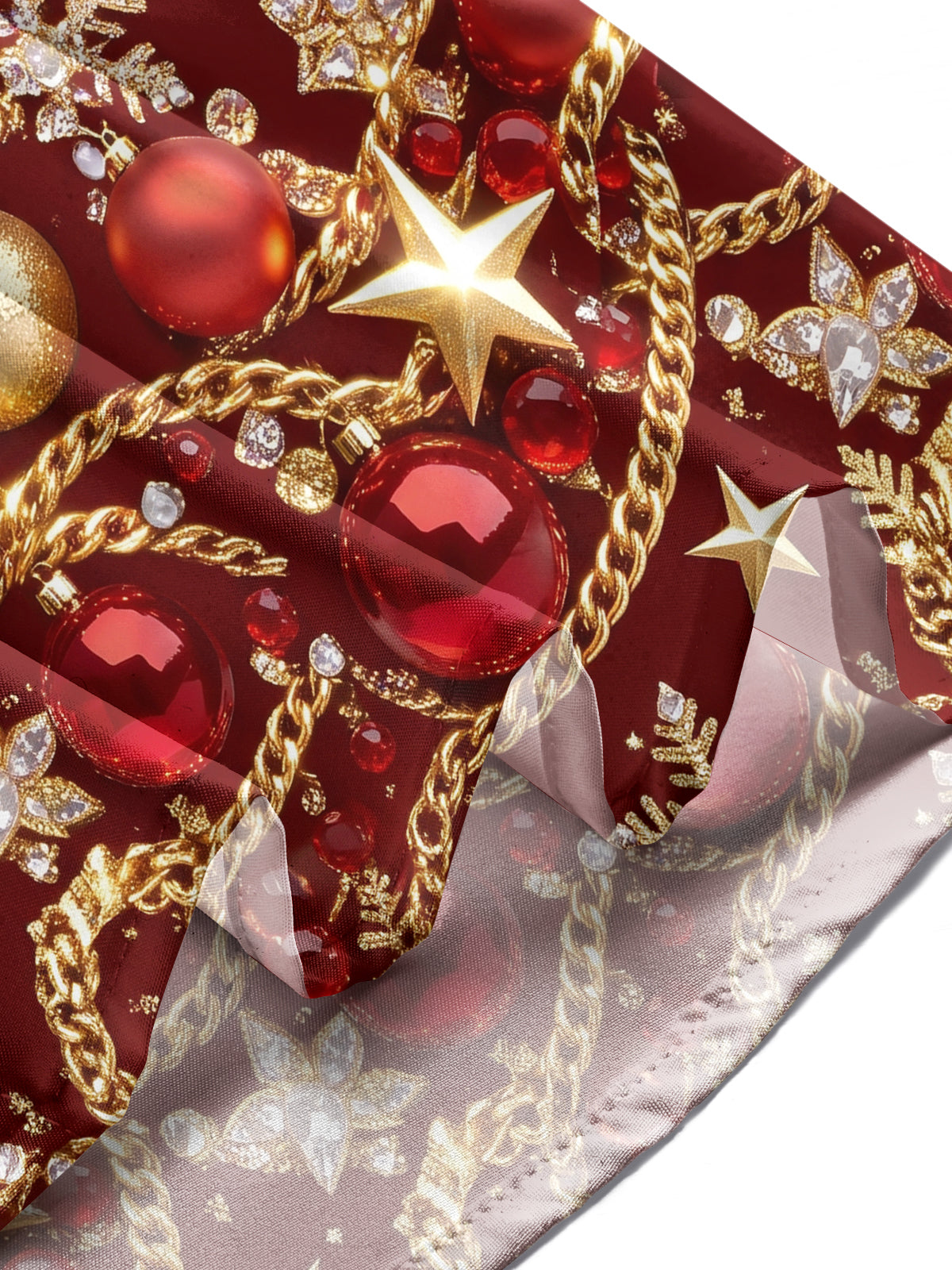 Adaychic Men's Christmas Ornaments And Snowflakes Print Long Sleeve Shirt with Chest Pocket