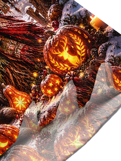 Adaychic Men's Graphic Halloween Scarecrow Print Short Sleeve Shirt with Chest Pocket
