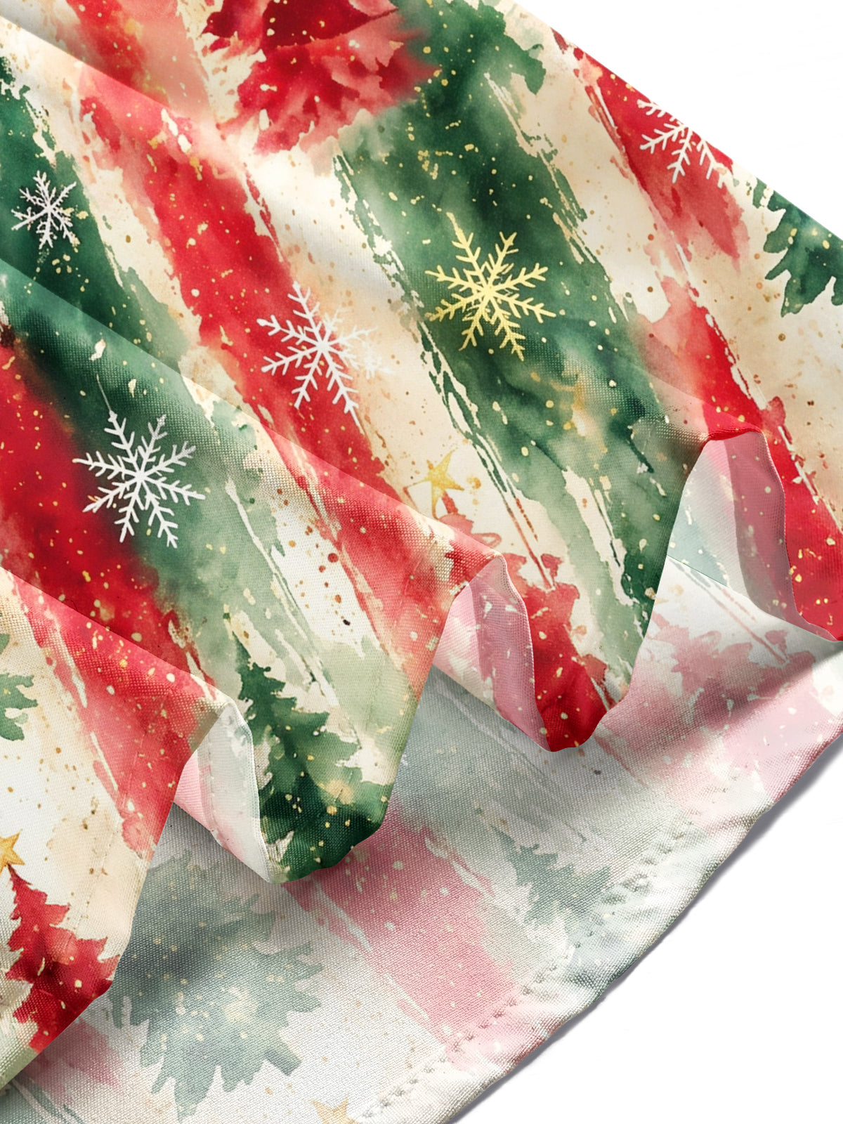 Adaychic Men's Long Sleeve Shirt - Watercolor Christmas Trees And Snowflakes Print with Chest Pocket