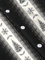 Adaychic Men's Printed Christmas Trees And Snowflakes Print Long Sleeve Shirt with Chest Pocket