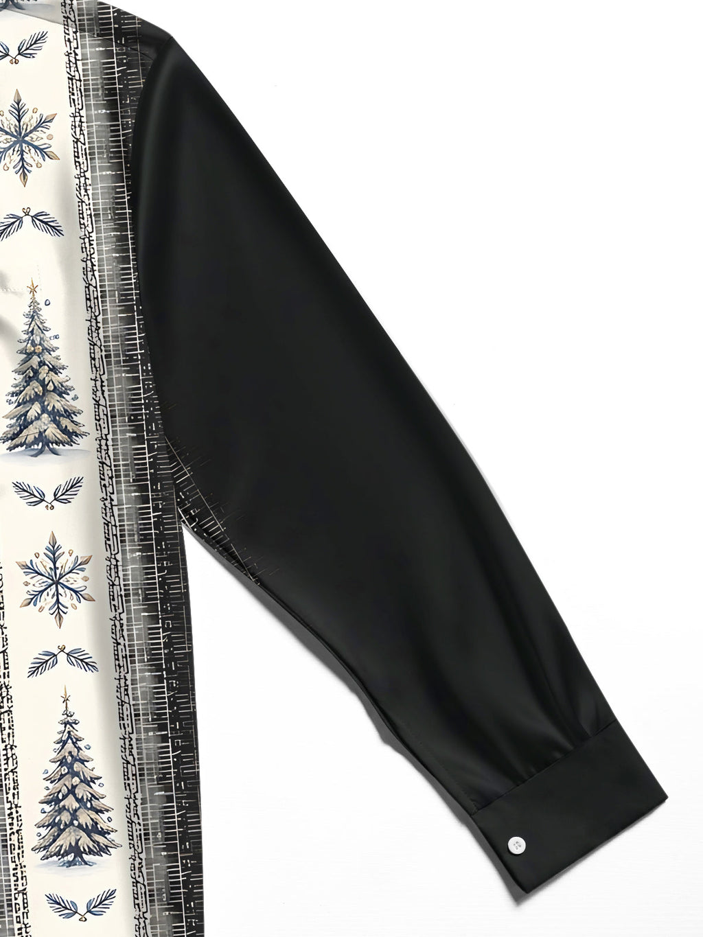 Adaychic Men's Printed Christmas Trees And Snowflakes Print Long Sleeve Shirt with Chest Pocket