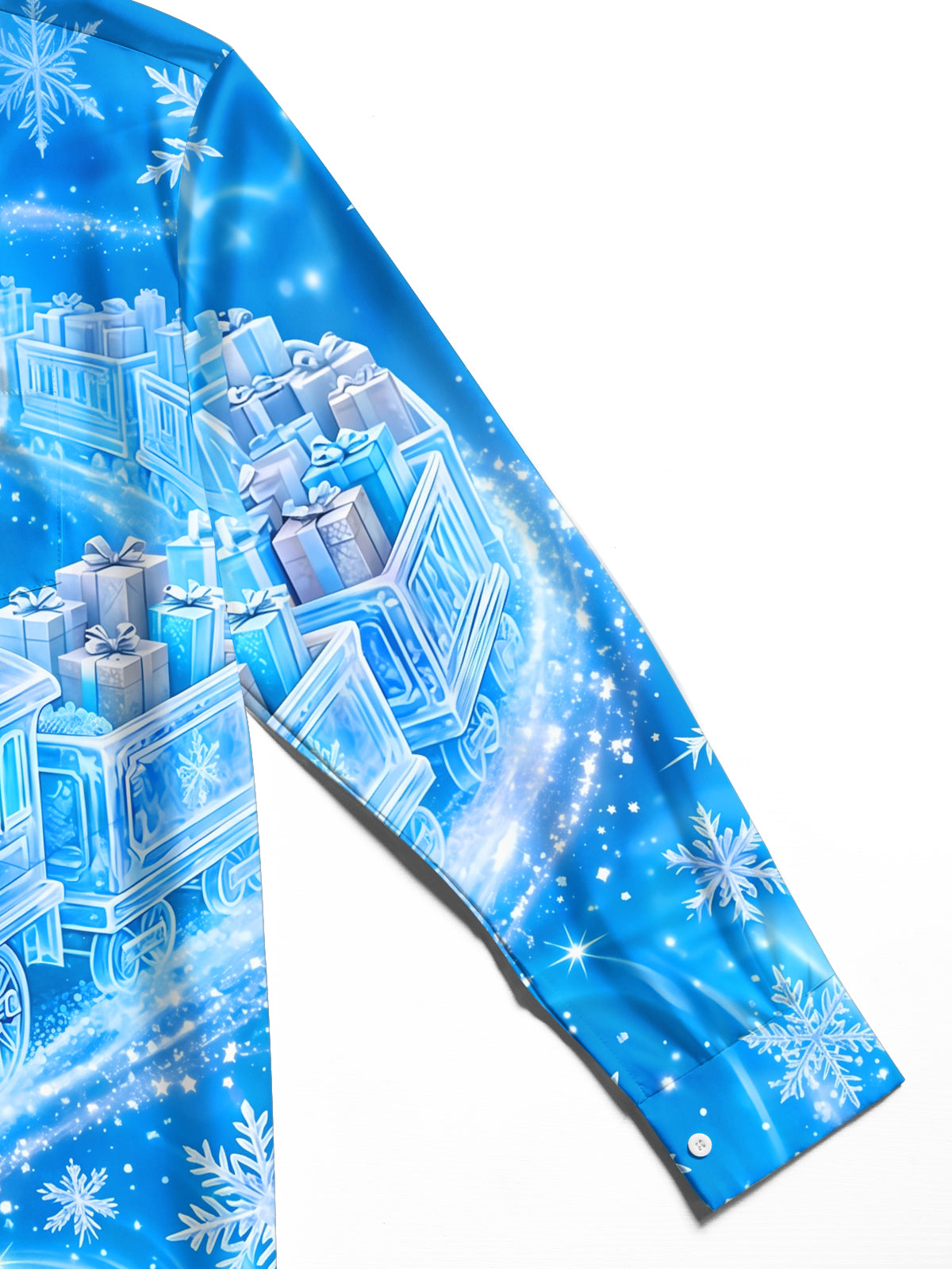Adaychic Men's Printed Christmas Train And Gifts Print Long Sleeve Shirt