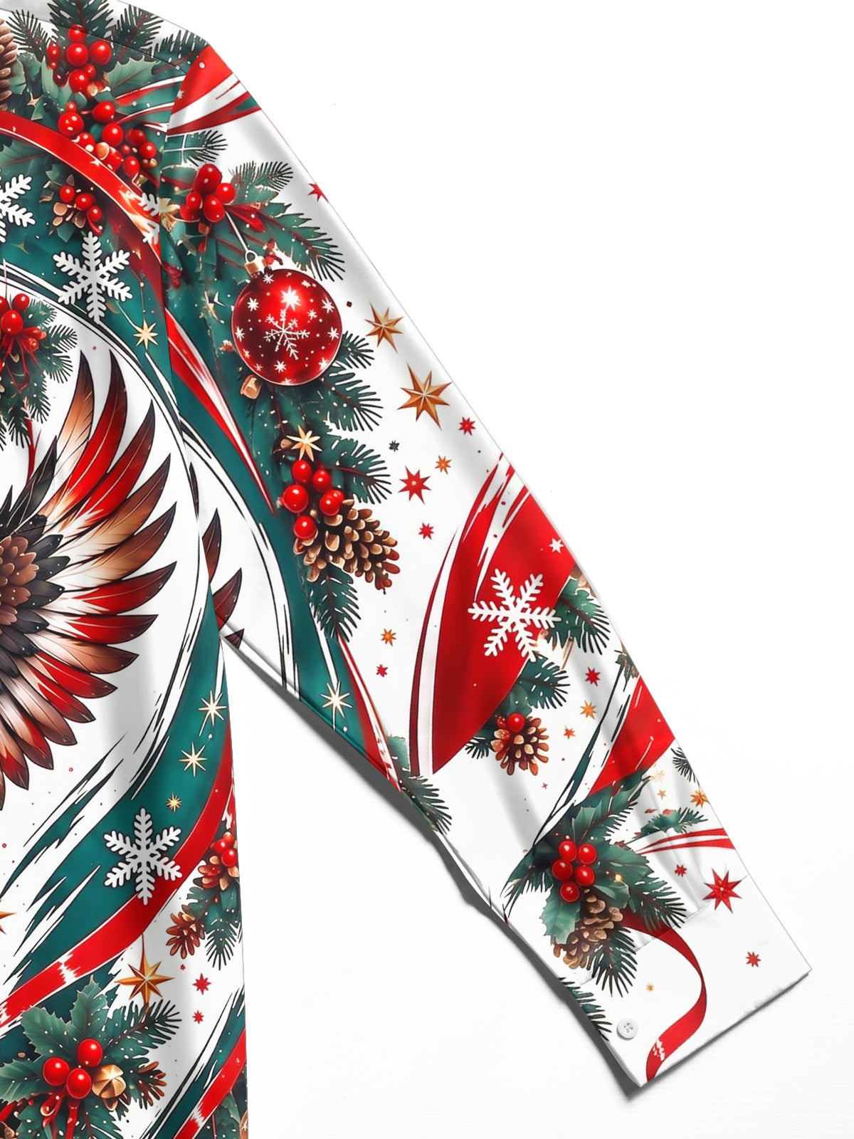 Adaychic Men's Printed Christmas Eagle Print Long Sleeve Shirt with Chest Pocket