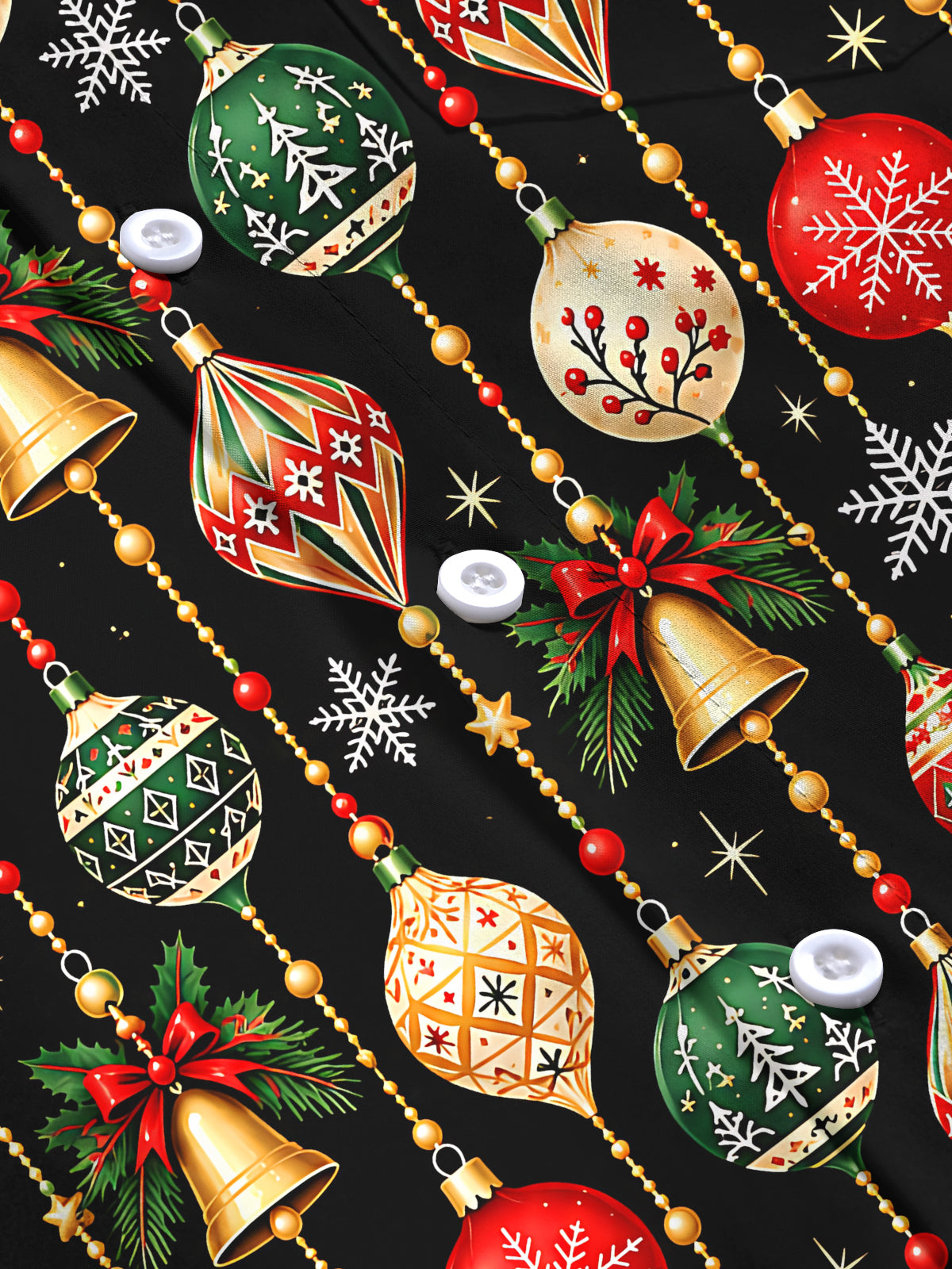 Adaychic Men's Printed Christmas Ornaments Print Long Sleeve Shirt with Chest Pocket