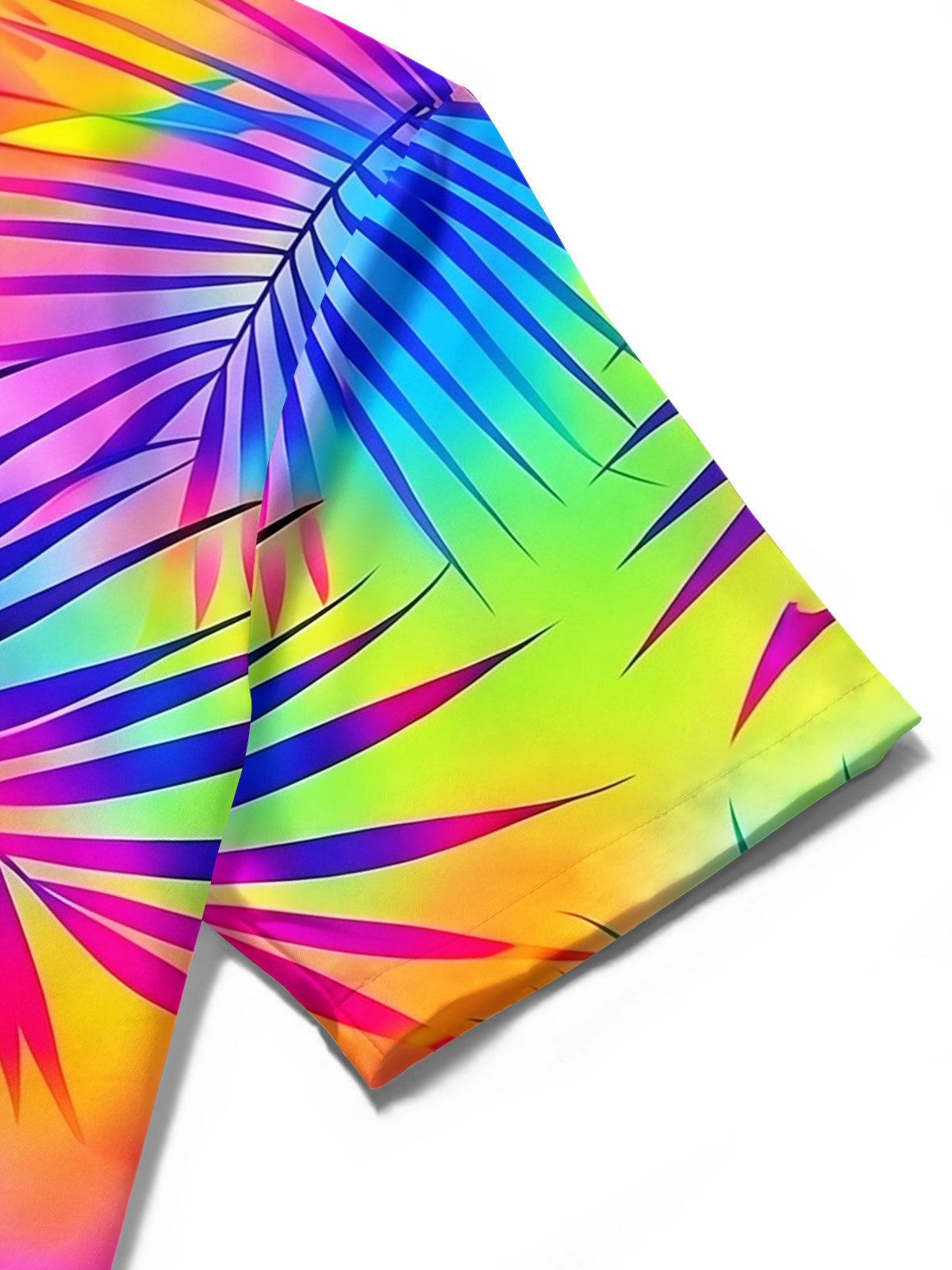 Adaychic Rainbow Tropical Palm Print Matching Couple Short Sleeve Button Down Shirts