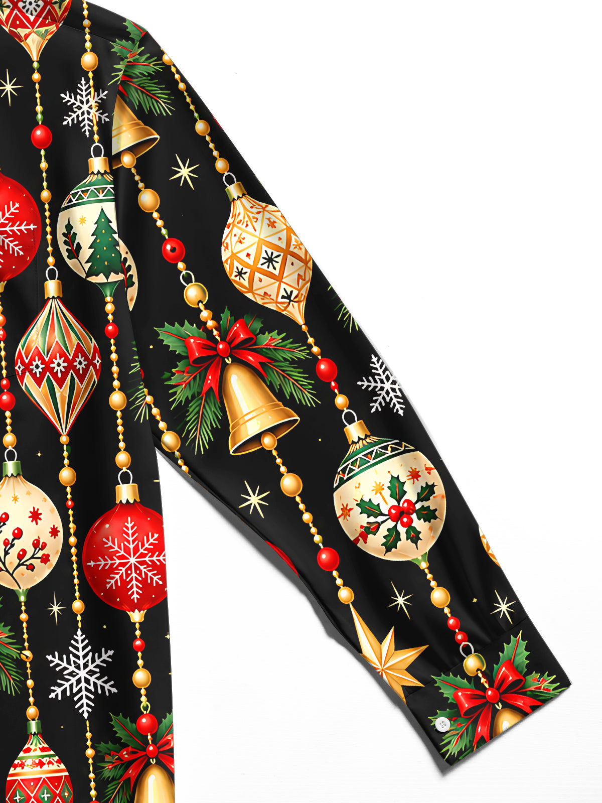 Adaychic Men's Printed Christmas Ornaments Print Long Sleeve Shirt with Chest Pocket