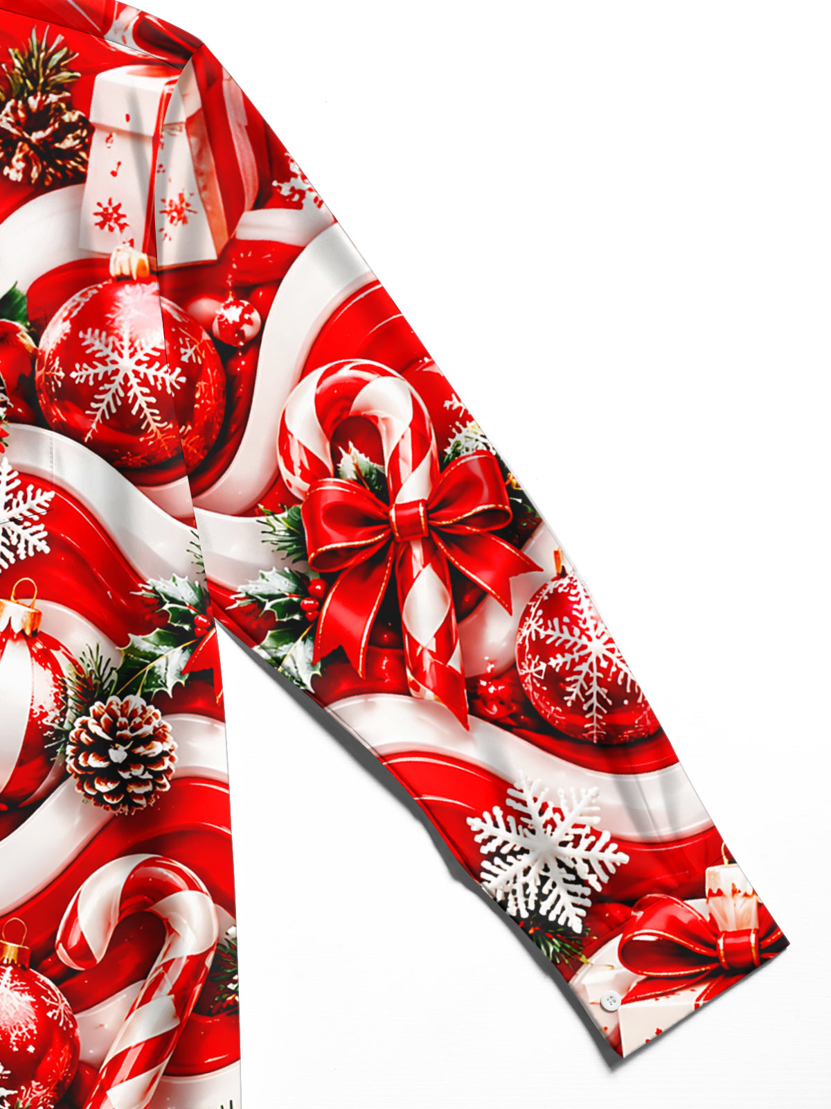 Adaychic Men's Printed Christmas Ornaments Print Long Sleeve Shirt with Chest Pocket