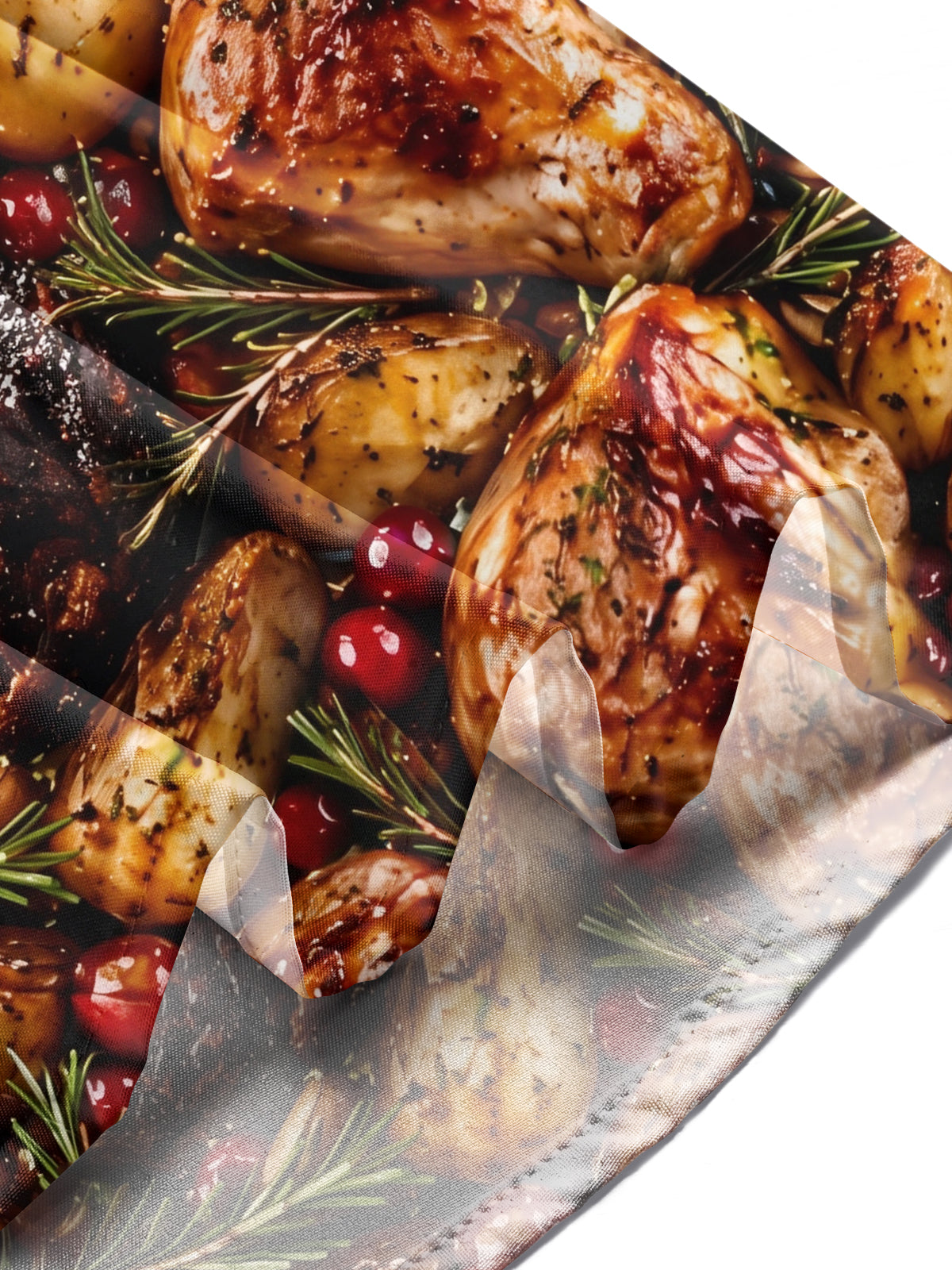Adaychic Men's Long Sleeve Shirt - Christmas Roast Turkey And Cranberries With Rosemary Print with Chest Pocket