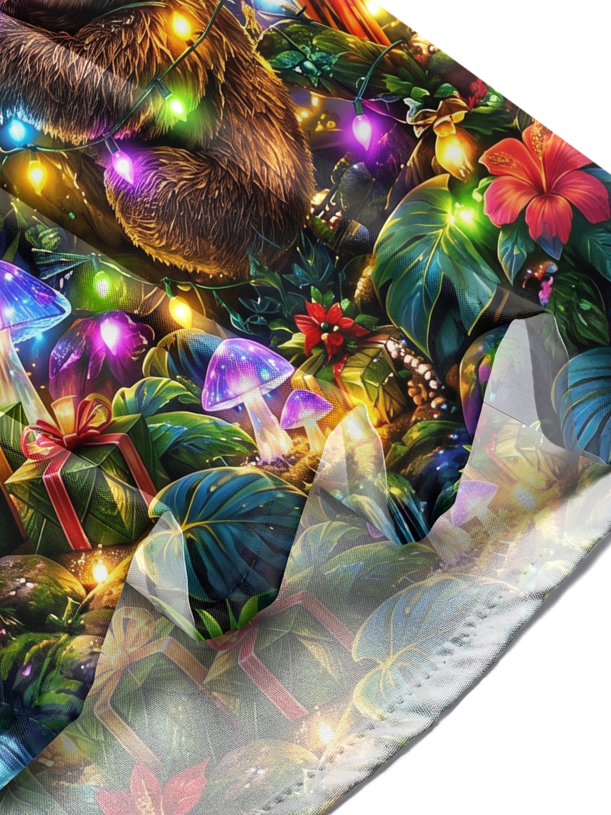 Adaychic Men's Hawaiian Christmas Sloths And Parrots Print Long Sleeve Shirt with Chest Pocket