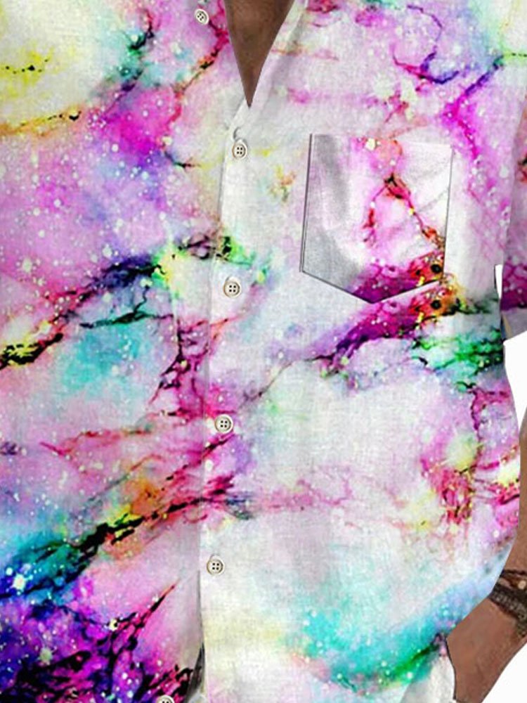Men's abstract print long sleeve shirt with pocket back view