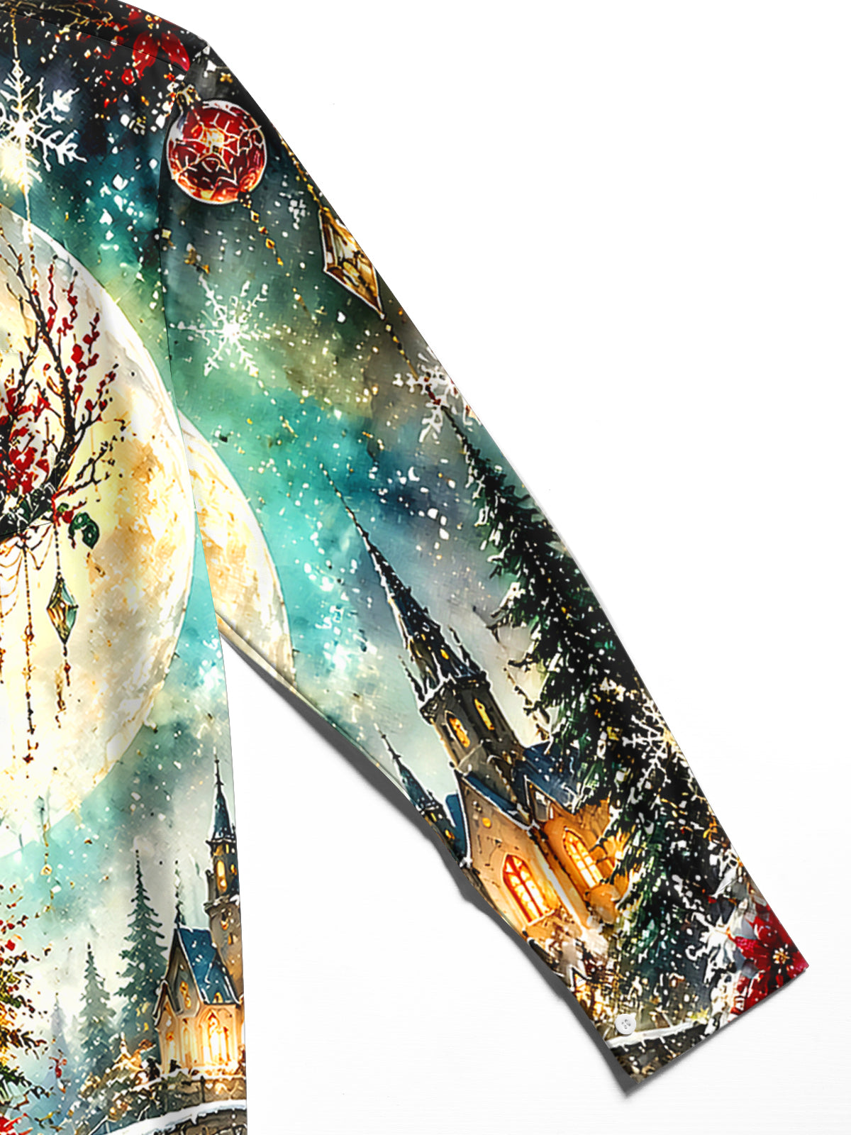 Adaychic Men's Graphic Christmas Elk Print Long Sleeve Shirt with Chest Pocket