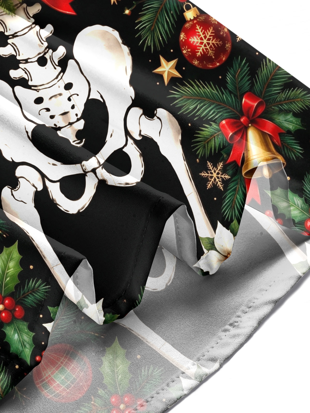 Adaychic Men's Skeleton Torso And Christmas Ornaments Print Long Sleeve Shirt with Chest Pocket
