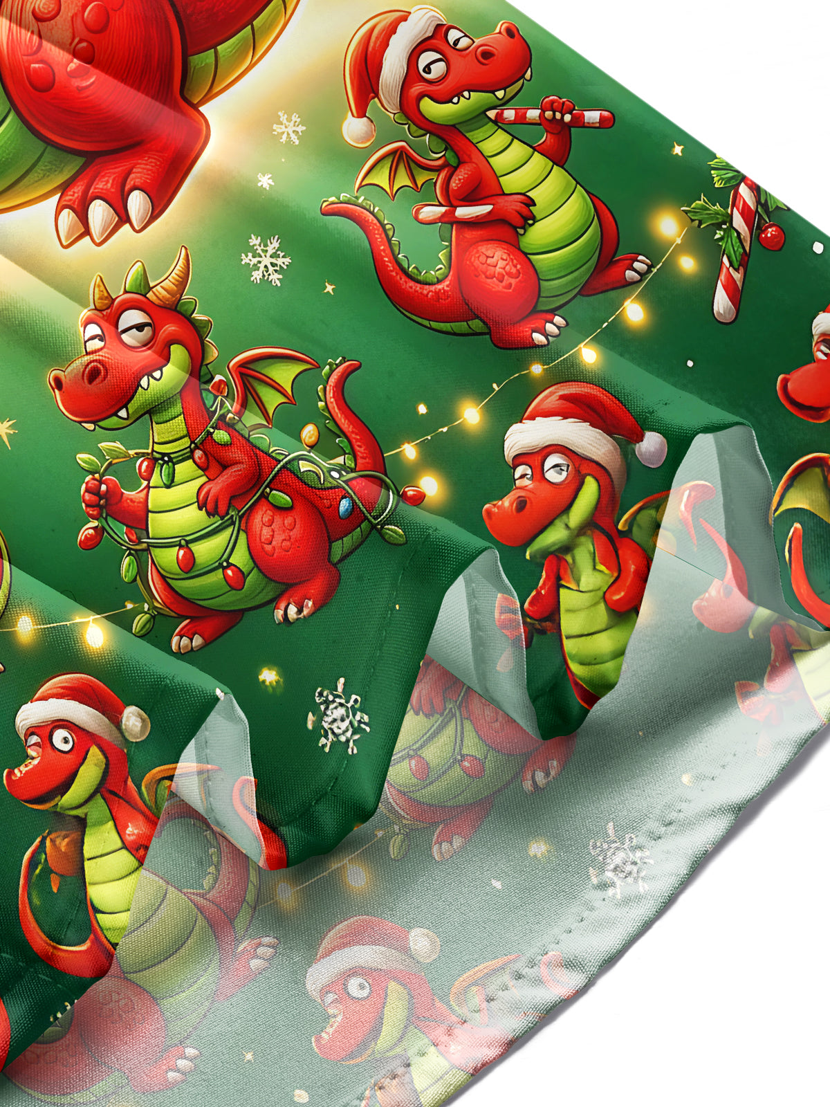 Adaychic Men's Long Sleeve Shirt - Cartoon Dragon With Santa Hat And Christmas Ornaments Print with Chest Pocket
