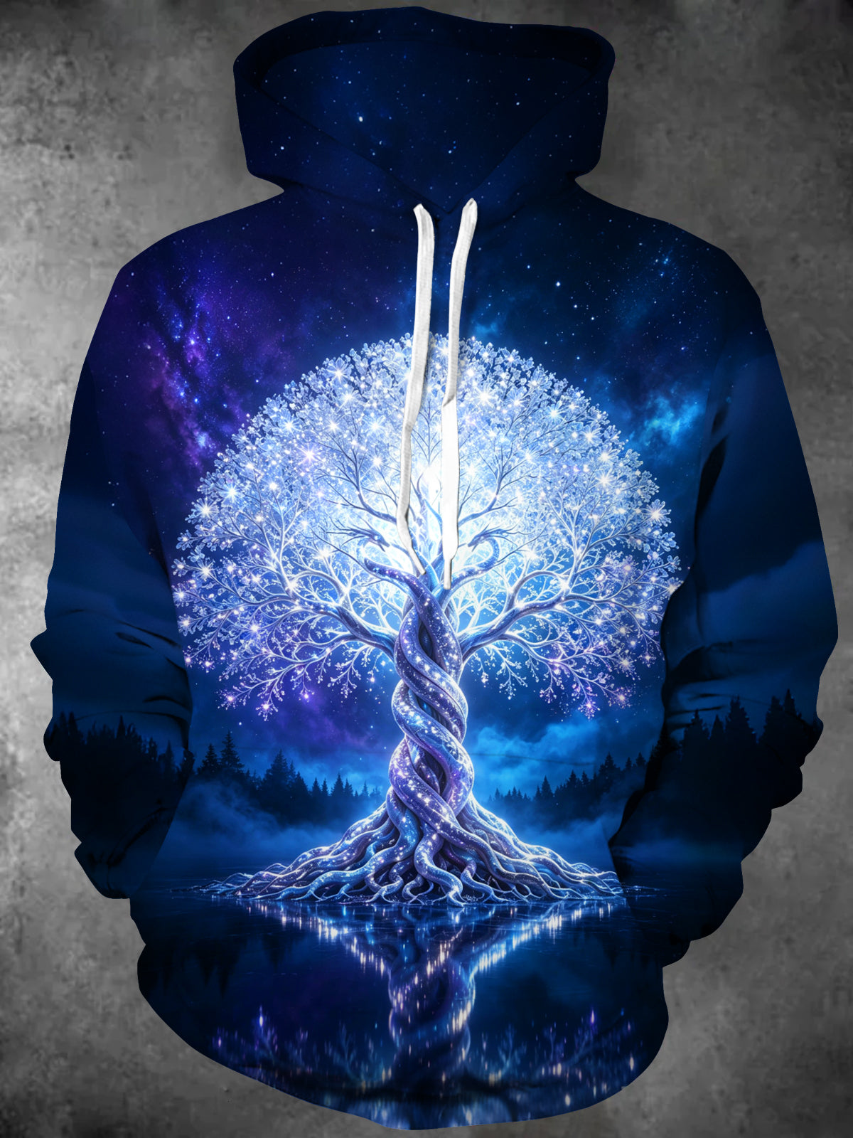 Adaychic Men's Graphic Starry Night Sky Print Long Sleeve Hoodie with Chest Pocket
