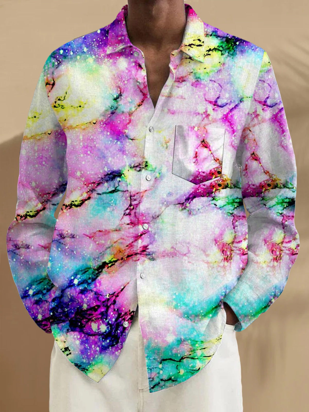 men's abstract print shirt front view