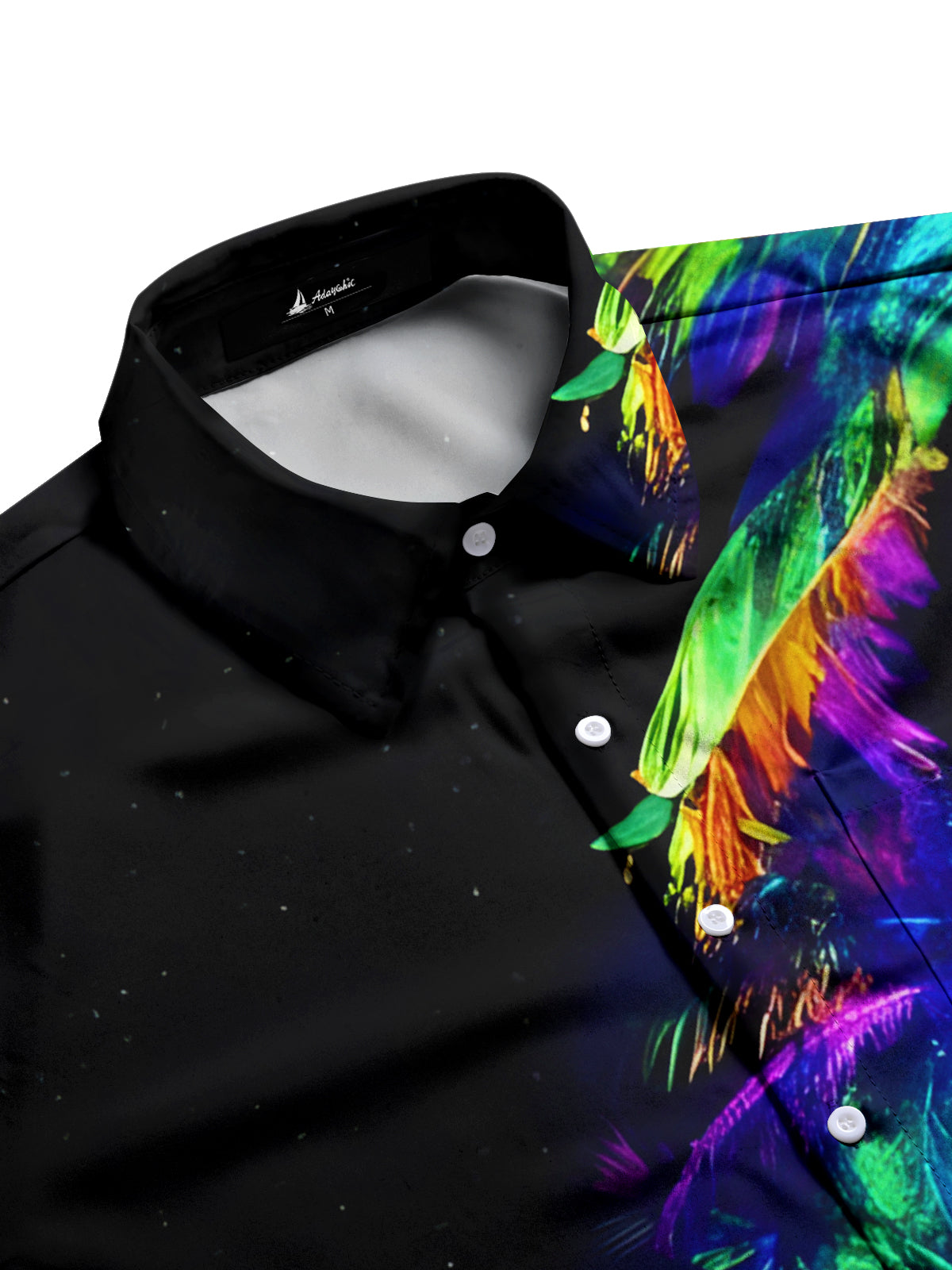 Adaychic Men's Graphic Tropical Neon Palm Tree Beach Print Short Sleeve Button Down Shirt with Chest Pocket