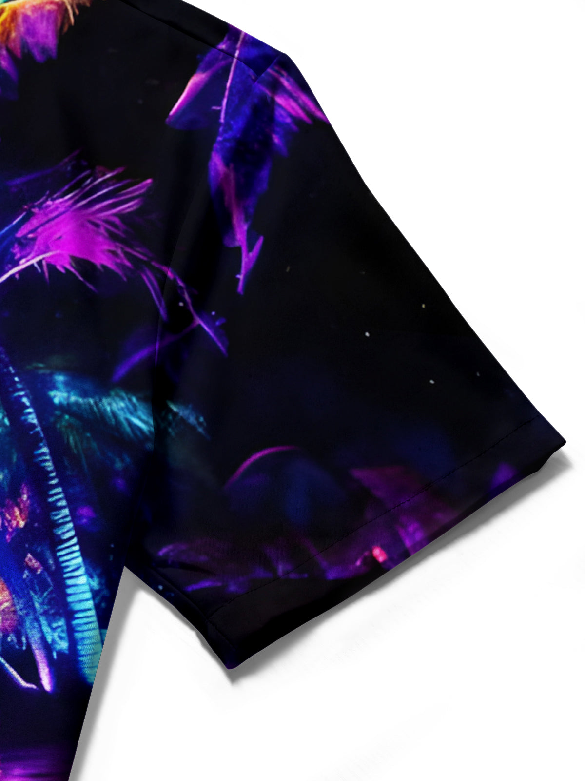 Adaychic Men's Graphic Tropical Neon Palm Tree Beach Print Short Sleeve Button Down Shirt with Chest Pocket